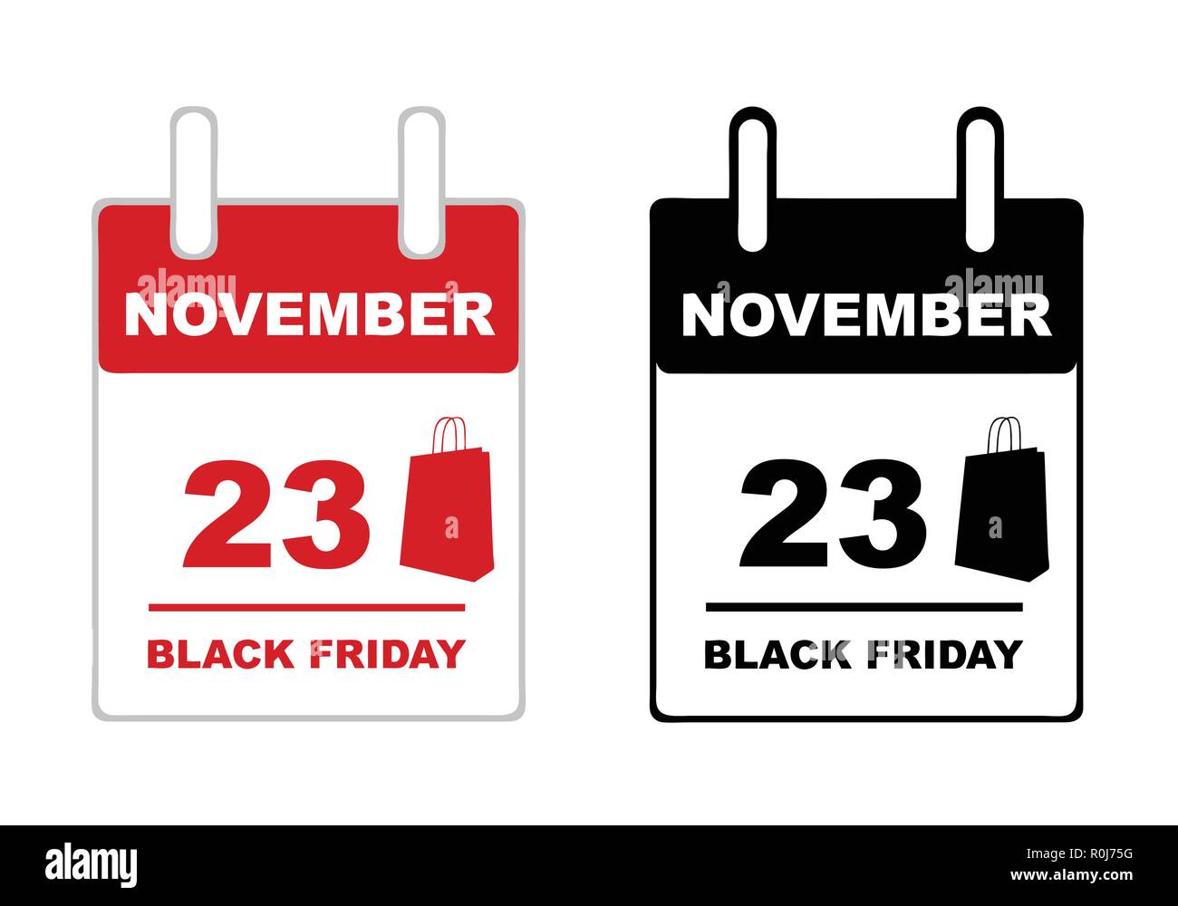 2018 Schwarzer Freitag Kalender isoliert auf weißem Stock Vektor