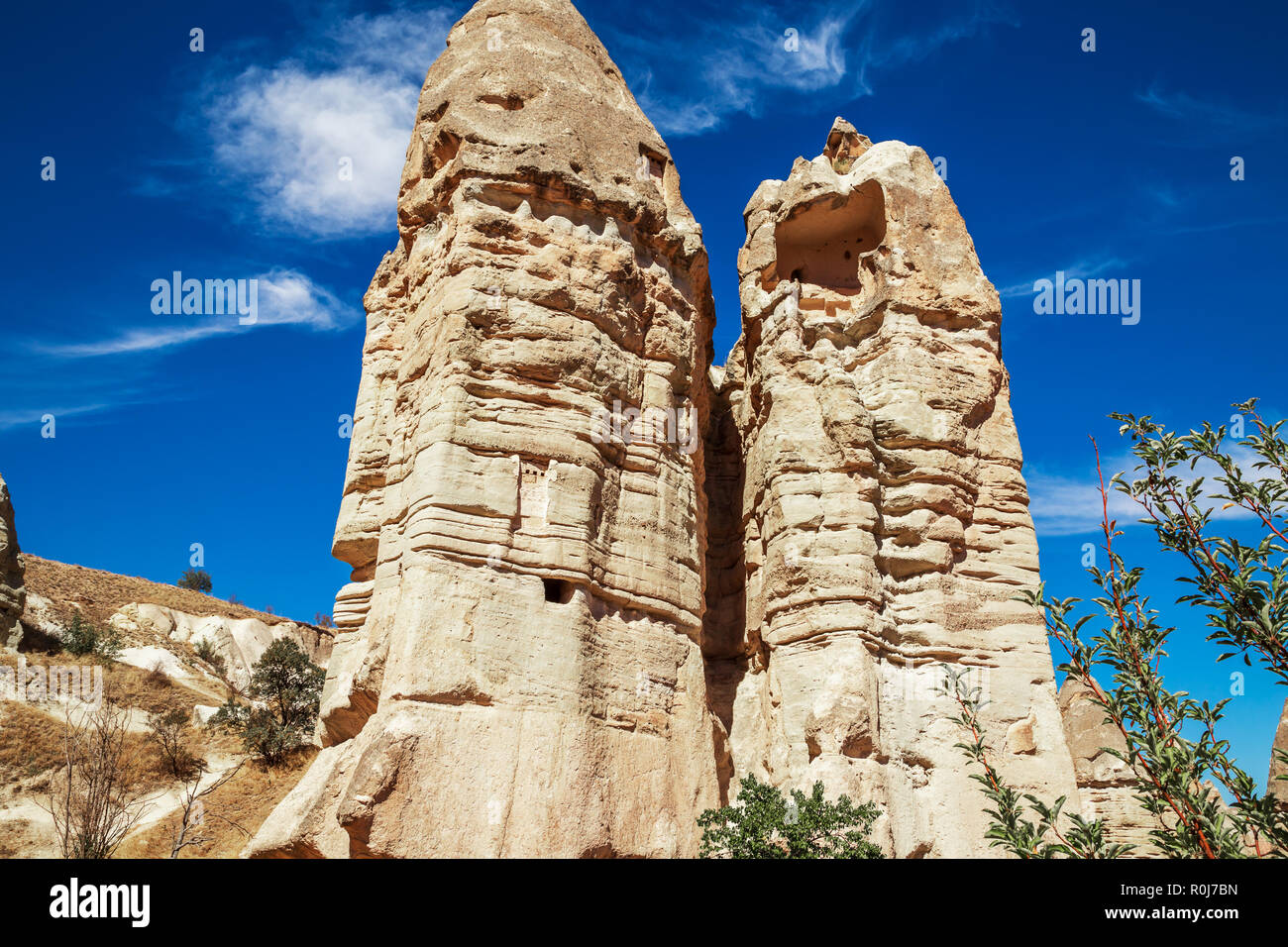 Liebe Tal in Kappadokien. Fantastische Bergwelt im Zentrum der Türkei. Stockfoto