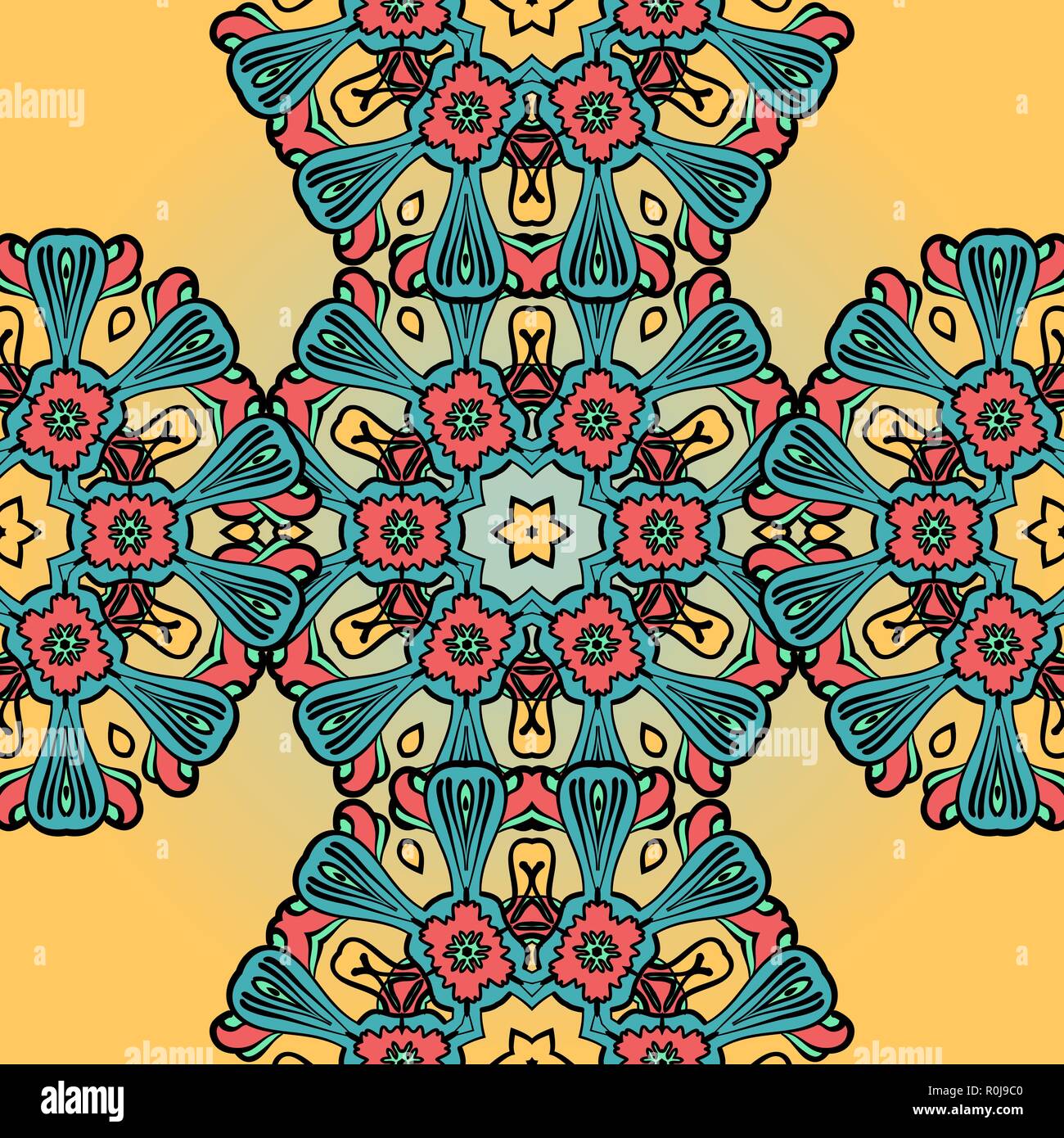 Nahtlose Mandala Muster Auf Henna Hintergrund Stock Vektorgrafik Alamy