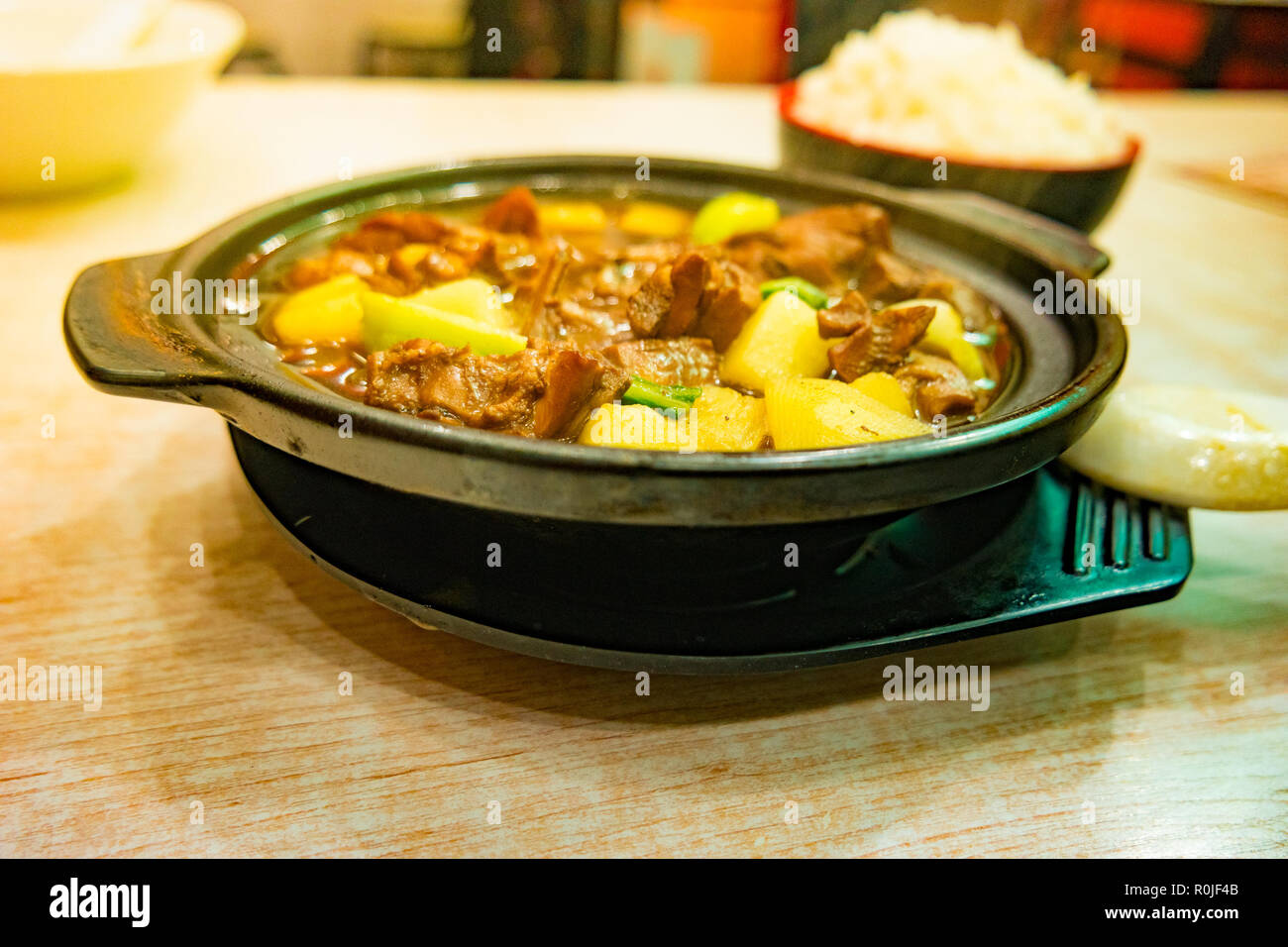 Leckeres Essen Eisenplatte Rindfleisch Stockfoto