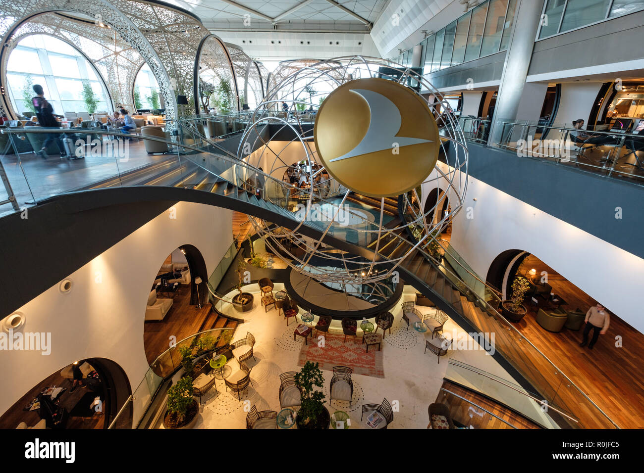 Turkish Airlines Business Class Lounge im Internationalen Flughafen Atatürk, Istanbul, Türkei Stockfoto