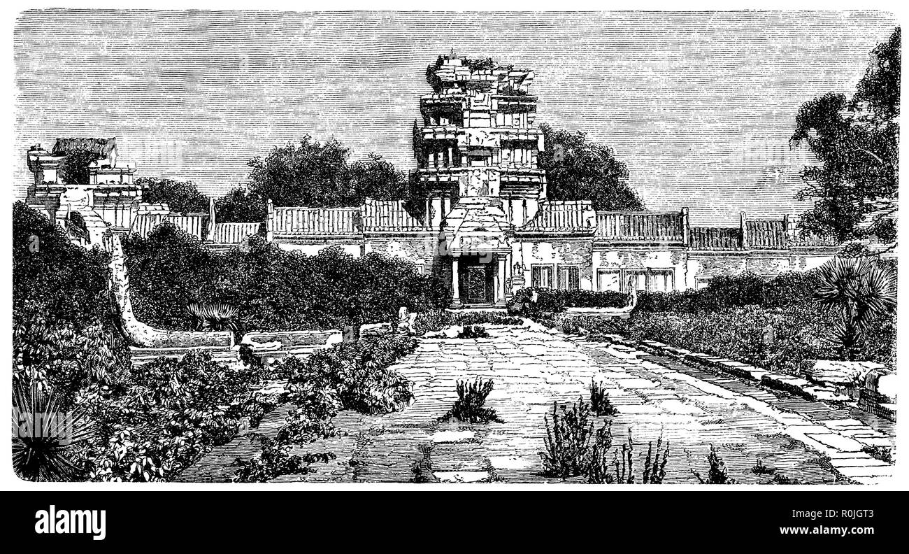 Innenansicht von Nakhon Wat auf den Ruinen von Angkor, Stockfoto