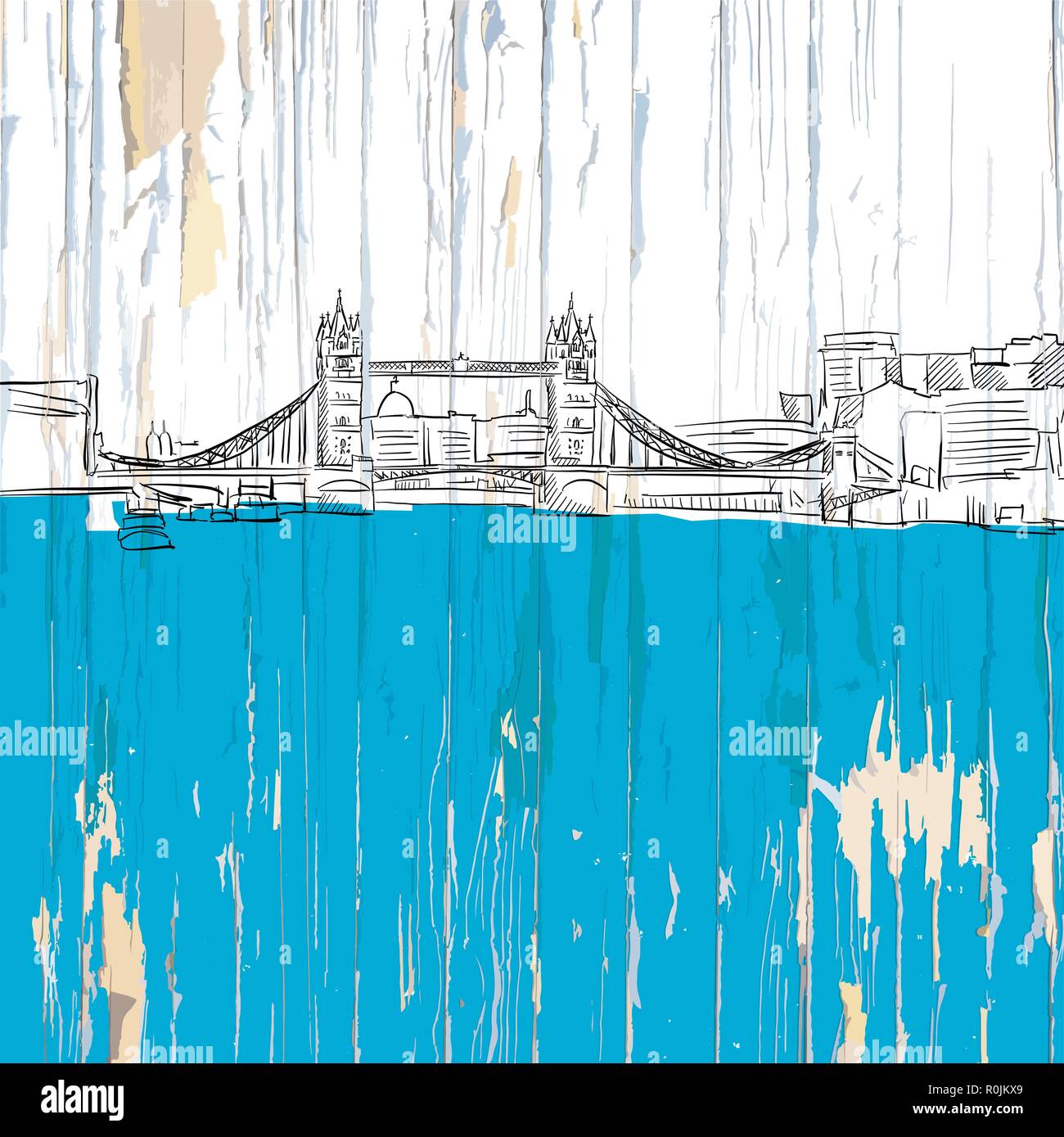 London Tower Bridge Zeichnung. Vector Illustration auf vintage Hintergrund. Stock Vektor