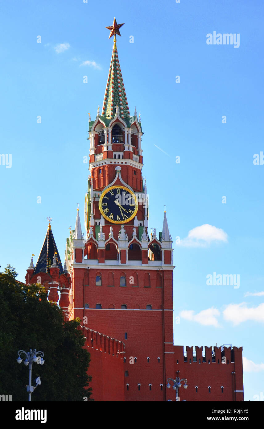 Spasskaja Turm und Kreml. Roter Platz, Kreml, Moskau. Stock Bild Stockfoto