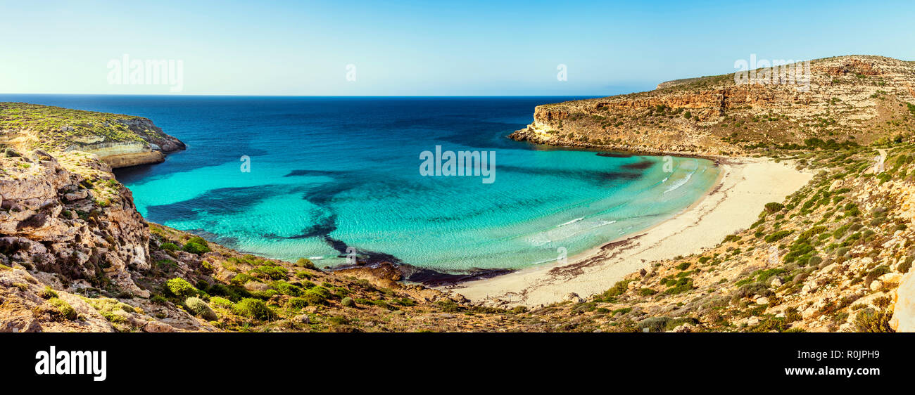 Panoramablick Auf Das Kaninchen Strand Spiaggia Dei Conigli Im