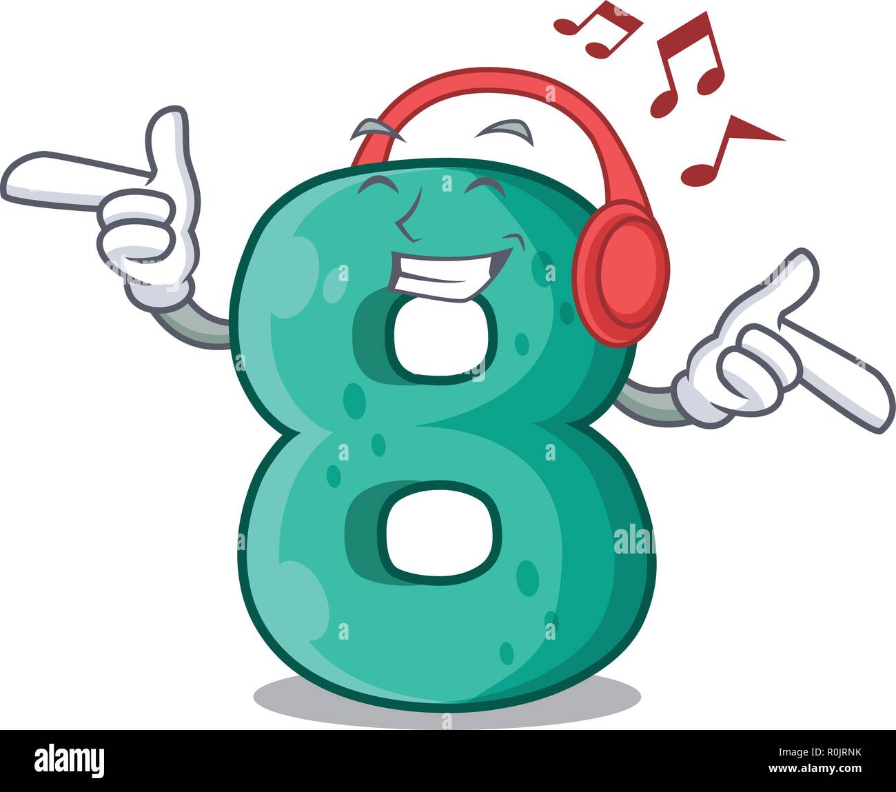 Musik hören die Zahl 8 mit Cartoon geformt Stock-Vektorgrafik - Alamy