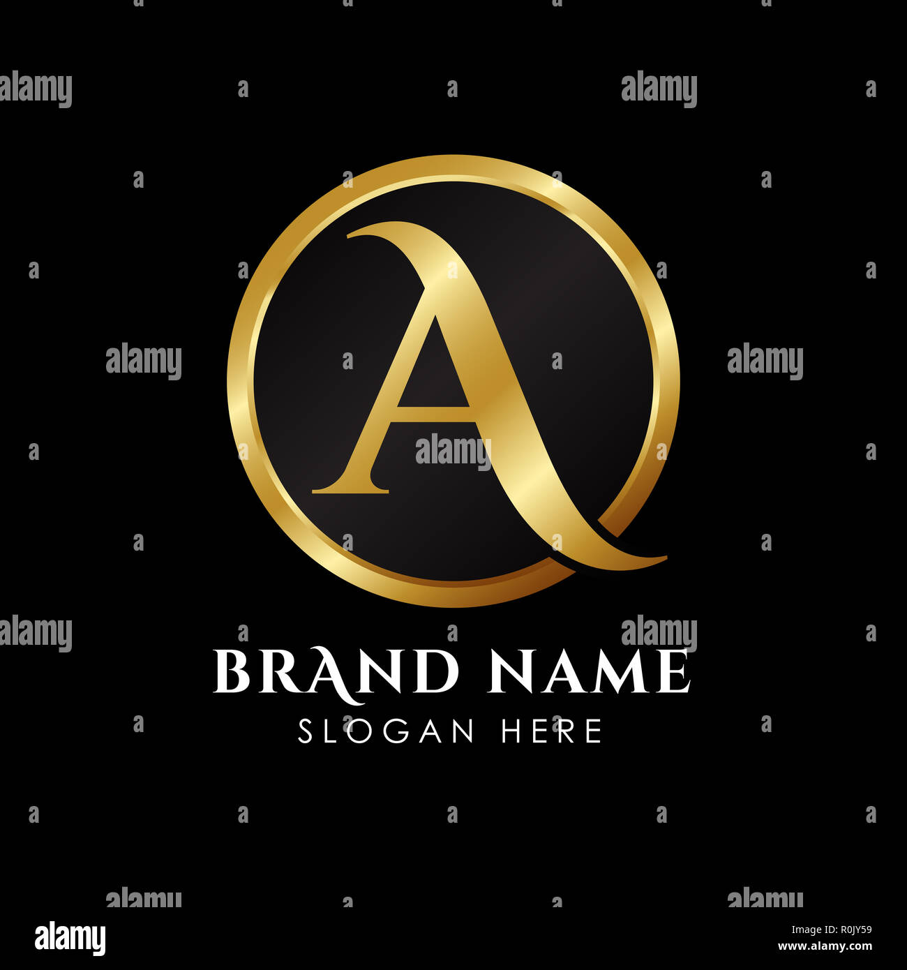 Luxus schreiben ein Logo Vorlage in der Farbe gold. Royal Premium Logo template Vector Stockfoto