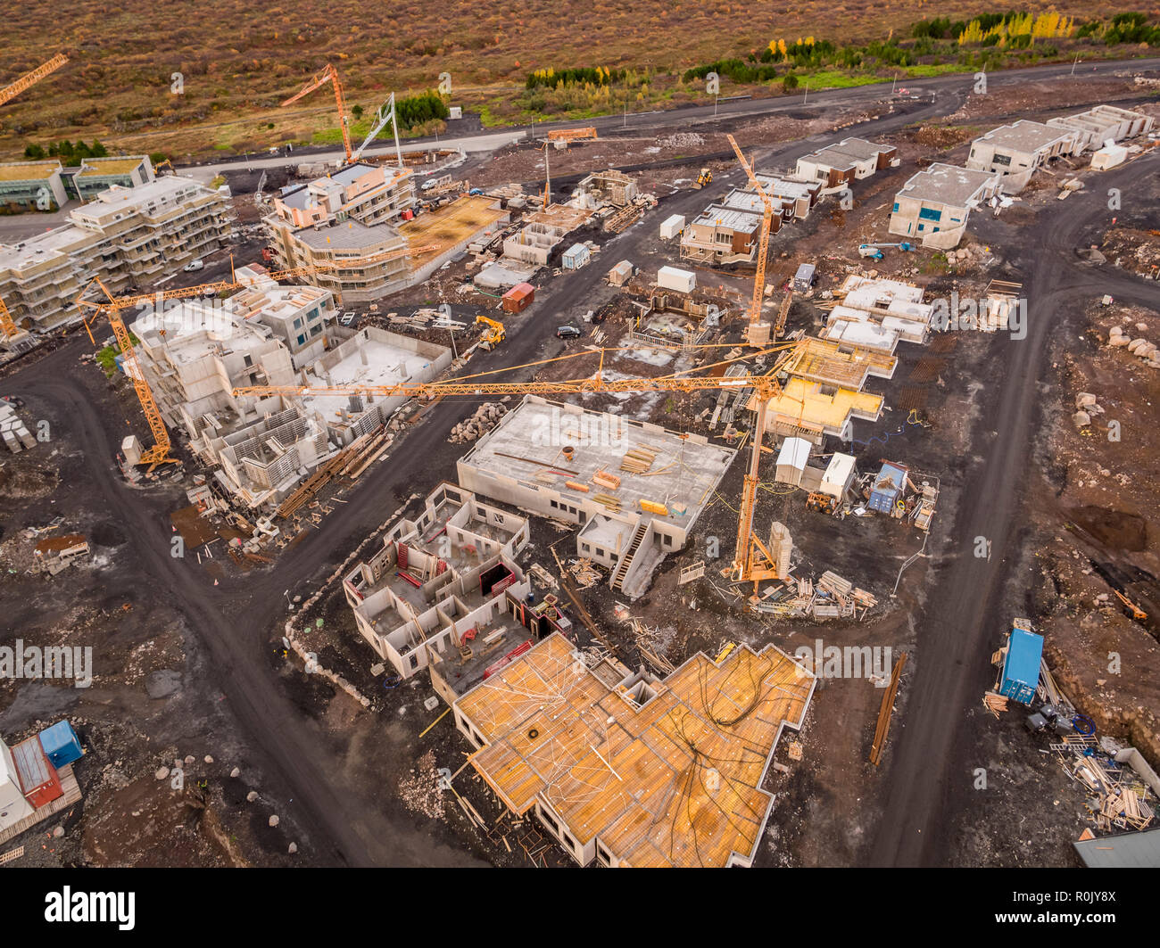 Antenne - Baustelle, Vorort von Reykjavik, Island Stockfoto