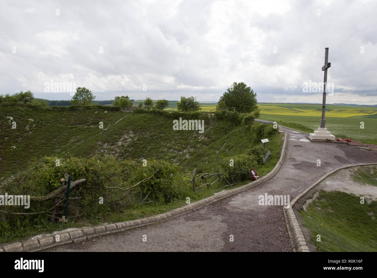 Die lochnagar Krater ist das Ergebnis eines explosiven Mine unterhalb der Deutschen Linien am ersten Tag des WW1 Schlacht an der Somme, Frankreich zur Detonation gebracht. Stockfoto