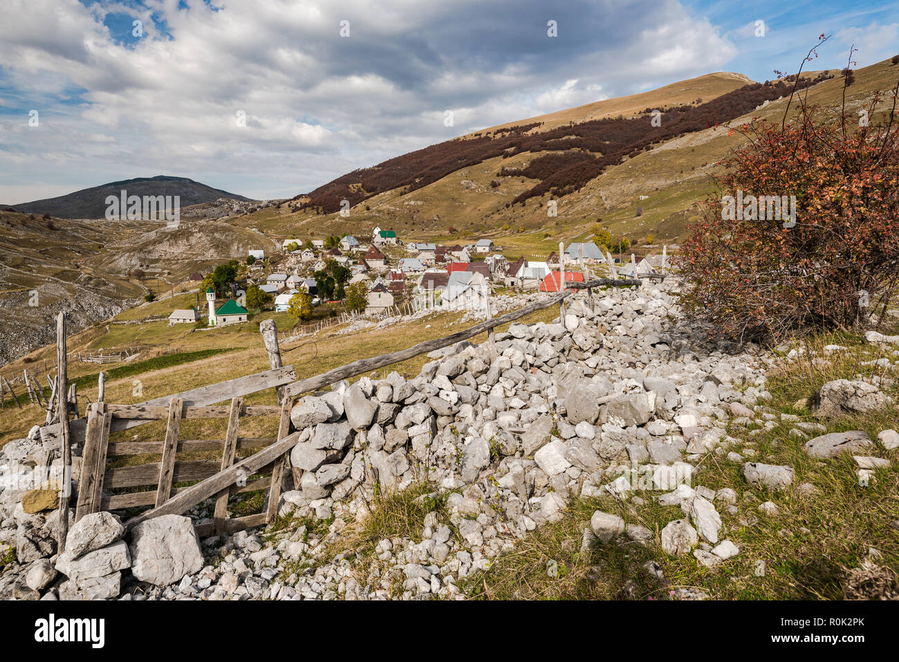 Lukomir, letzte Bosnien unberührten Dorf in den Bergen. Stockfoto