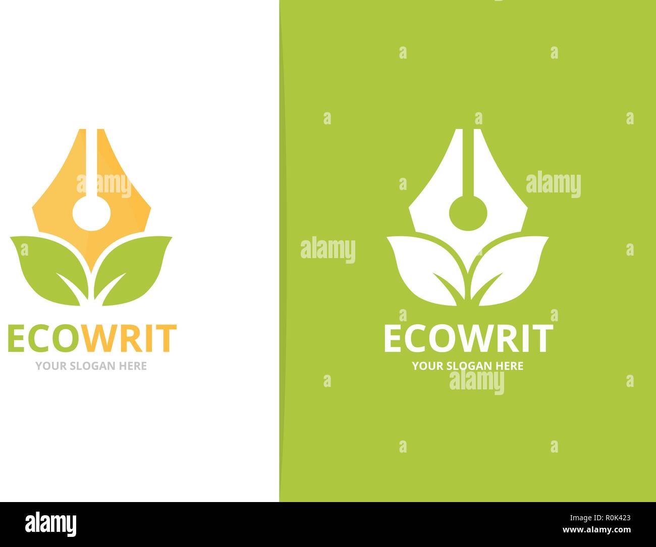 Vektor Stift Und Blatt Logo Kombination Schreiben Und Eco Symbol Oder Das Symbol Einzigartige Gesetz Und Organischen Logo Design Template Stock Vektorgrafik Alamy