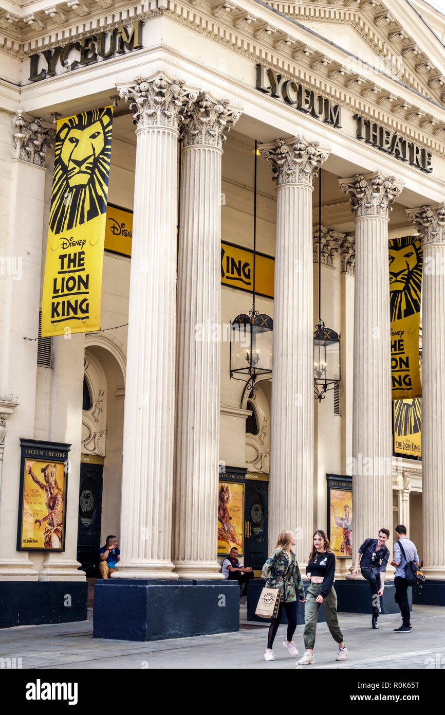 London England, Großbritannien, Covent Garden Strand, Lyceum Theatre Theatre, außen, außen, Fassade, Architekt Samuel Beazley, Veranstaltungsort, Säule, The L Stockfoto
