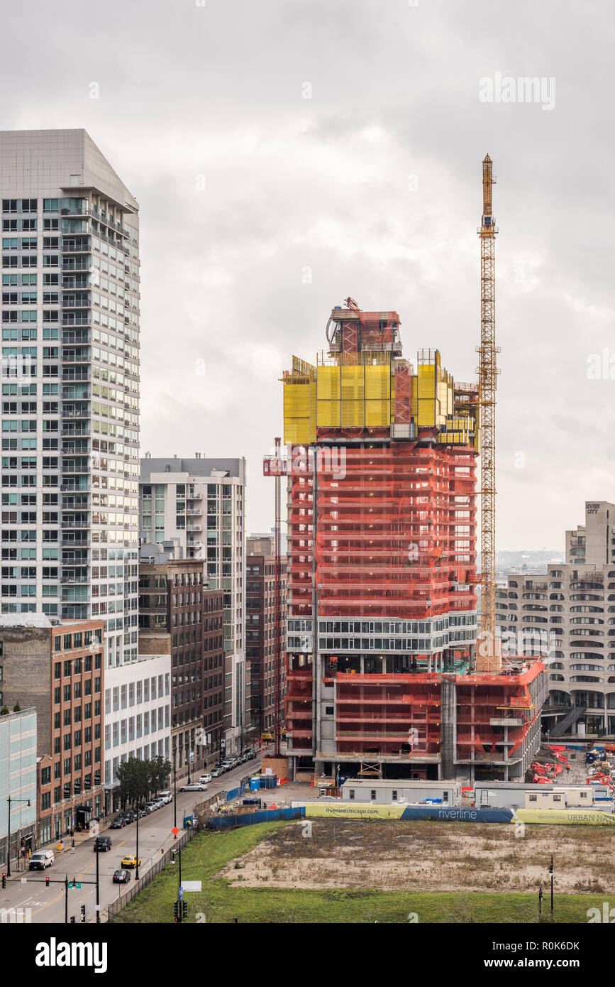 Bau der Riverline Kondominiumgebäude in South Loop Nachbarschaft. Stockfoto