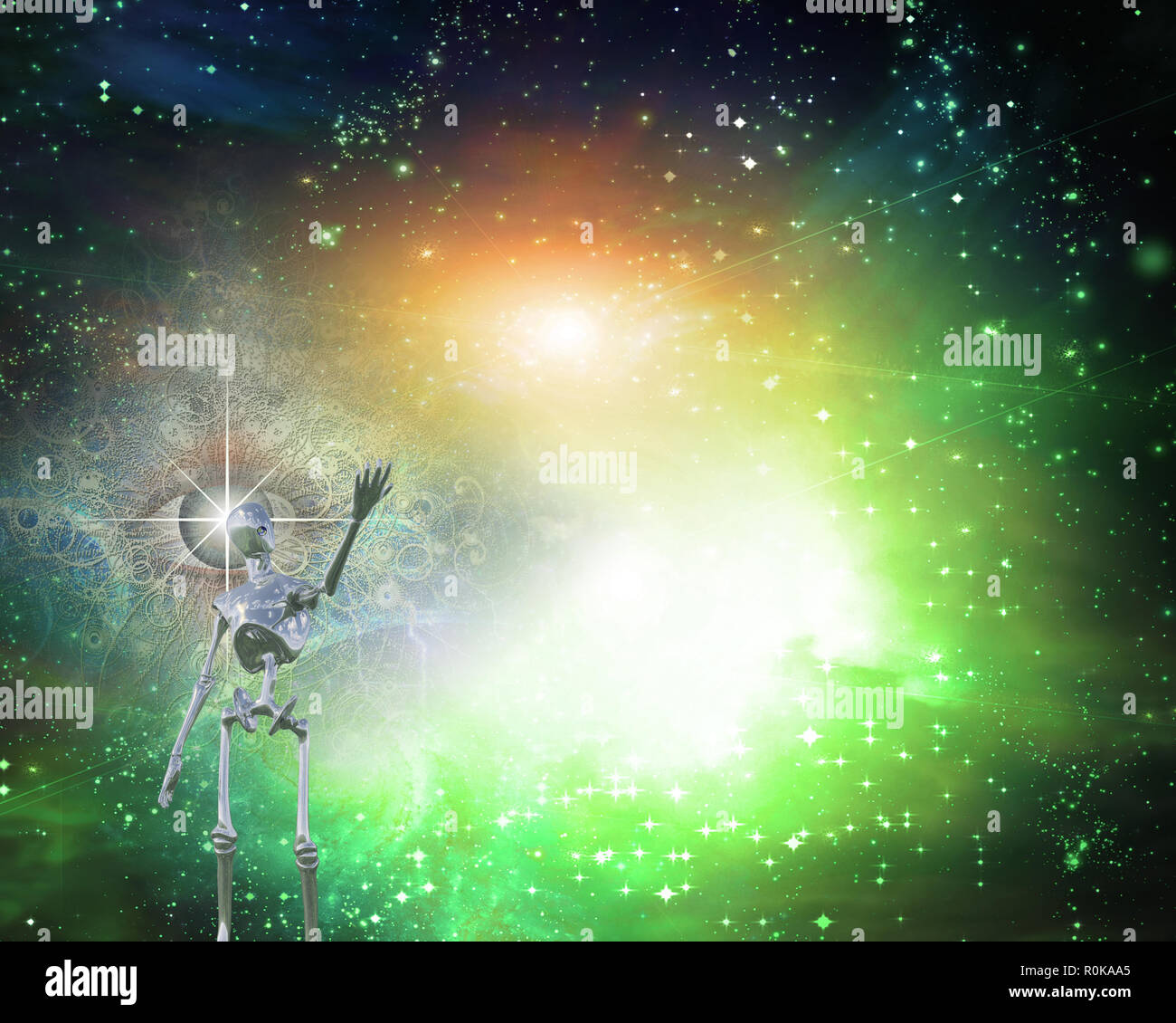 Alien bringt Licht im Universum Stockfoto