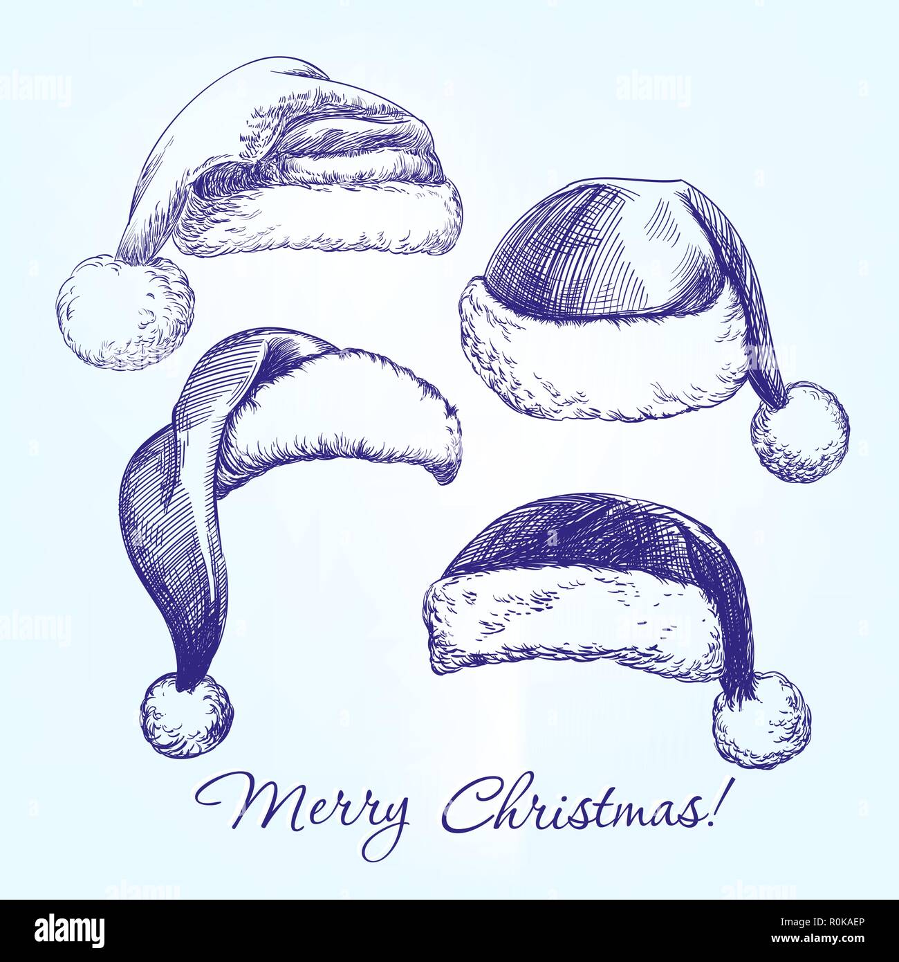 Santa stocking hat Hand gezeichnet Vektor llustration Skizze Stock Vektor