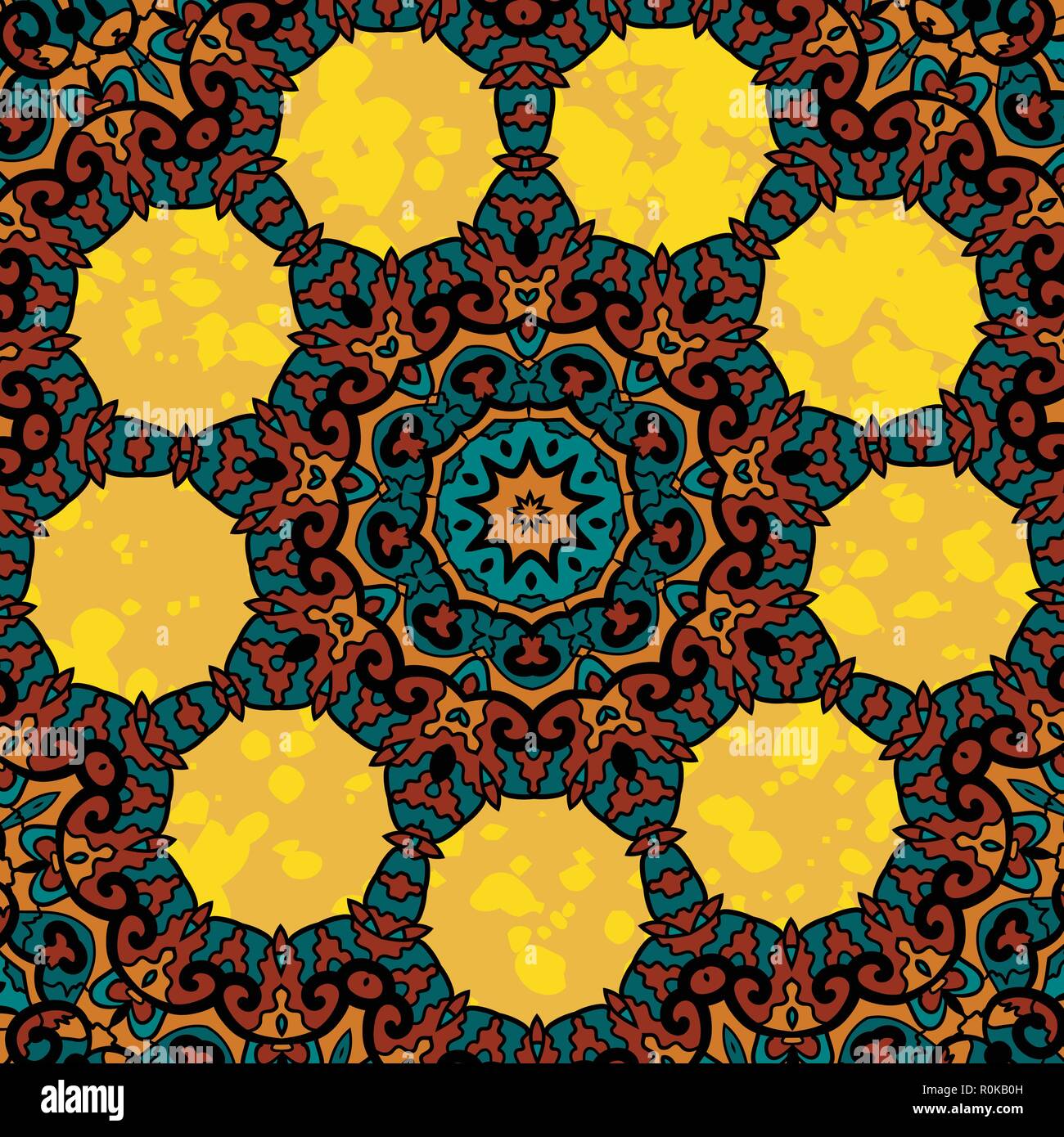 Kunstvoll stilisierte orientalisches Design mit acht runden Rahmen für Text. Stock Vektor