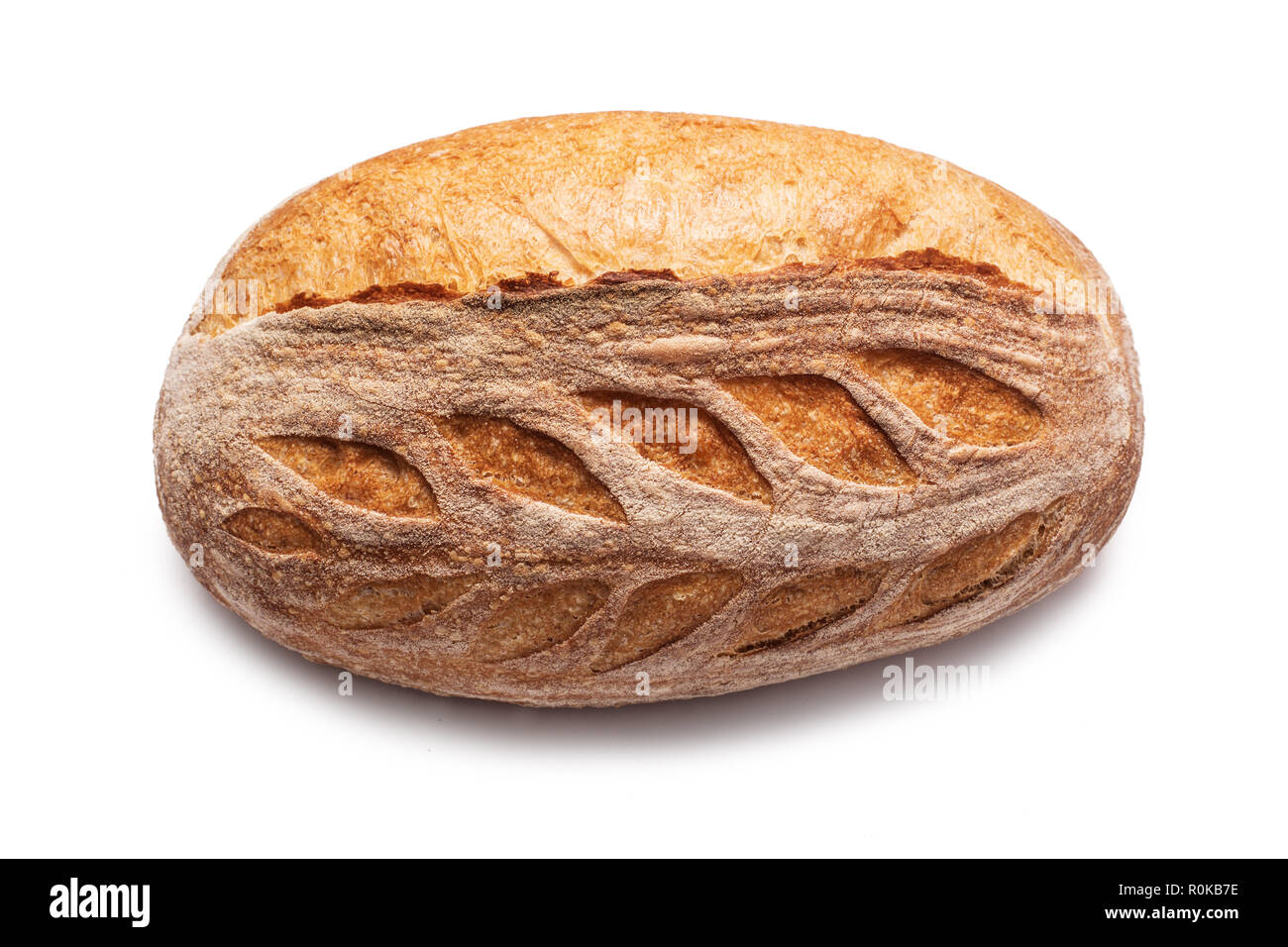 Frisch gebackenes Brot auf weißem Hintergrund Stockfoto