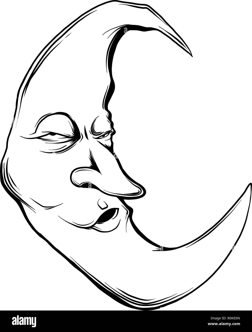 Vector Illustration Halbmond Gesicht in weißer Hintergrund Stock Vektor