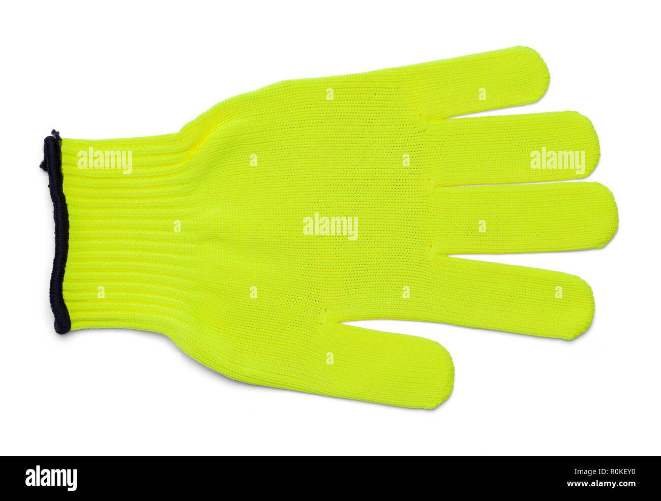Single Fabric leuchtend gelben Handschuh isoliert auf einem weißen Hintergrund. Stockfoto