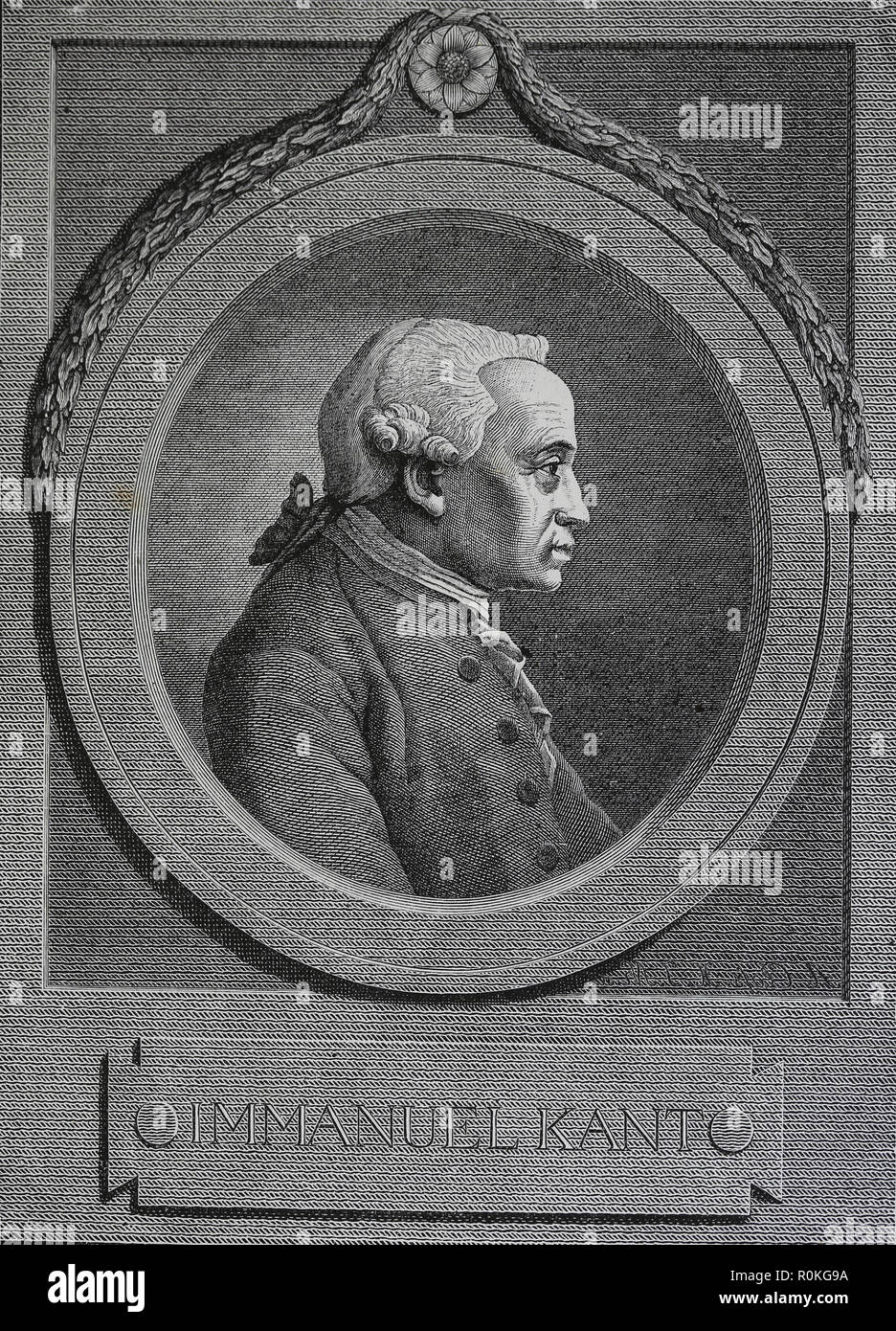 Immanuel Kant (1724-1804). Deutsche Philosoph. Gravur der Germania, 1882. Stockfoto