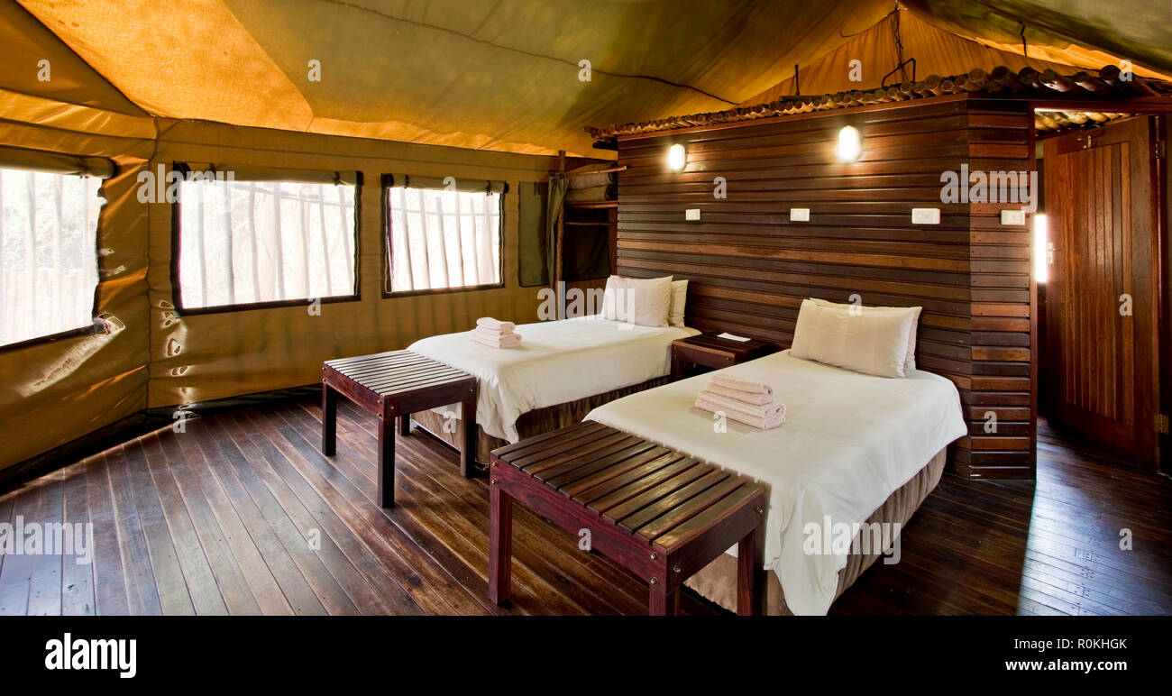 Tented Camp Zimmer im Mapunguwe Tshugulu Lodge im Nationalpark Stockfoto