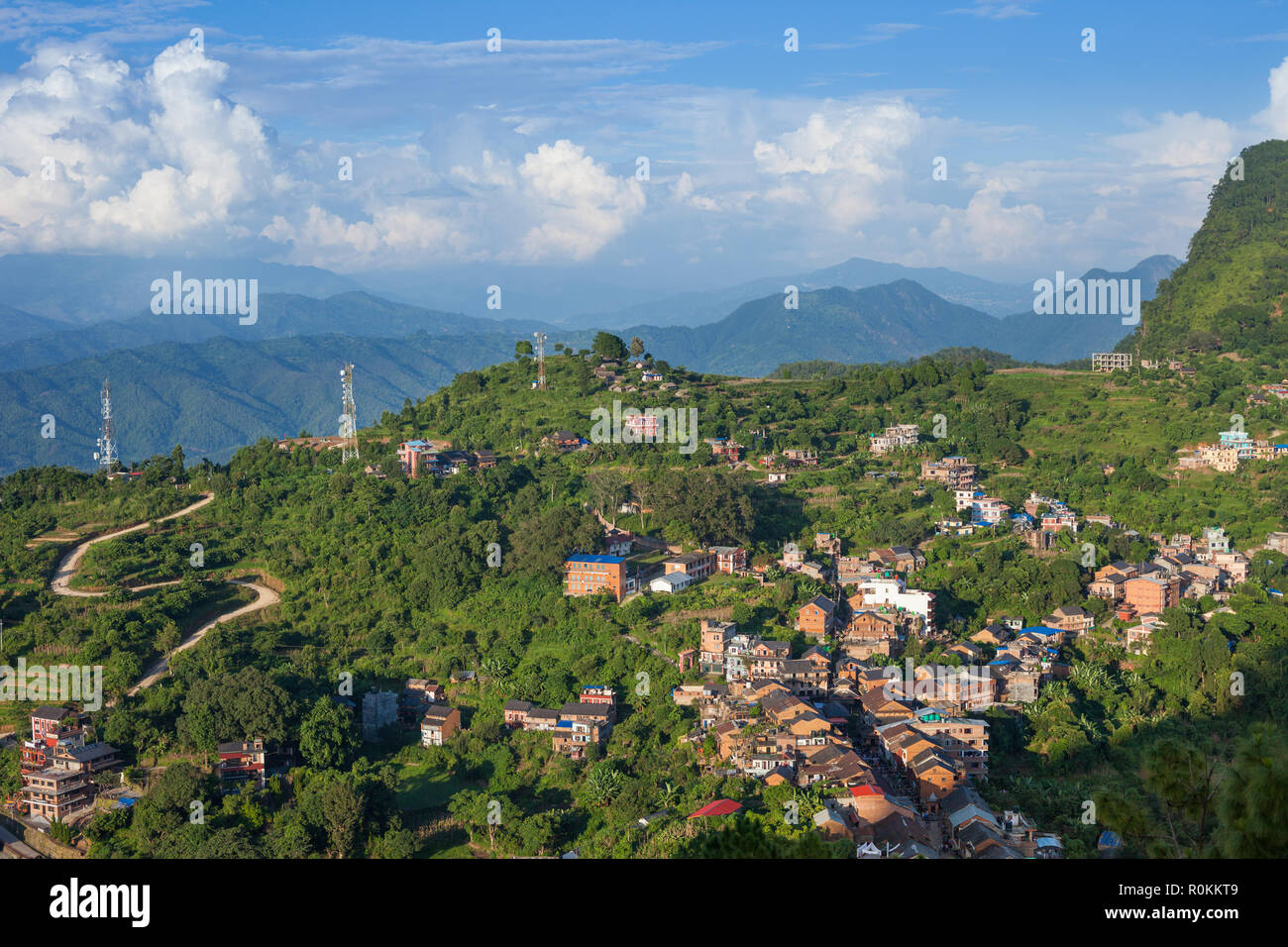 Blick auf Bandipur Basar im zentralen Nepal Stockfoto