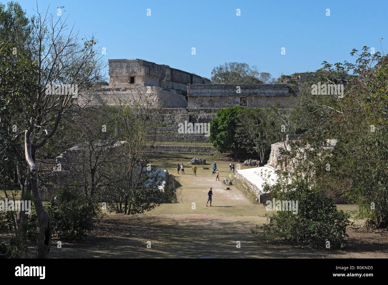 Ruinen der antiken Maya-Stadt Uxmal. UNESCO-Weltkulturerbe, Yucatan, Mexiko. Stockfoto
