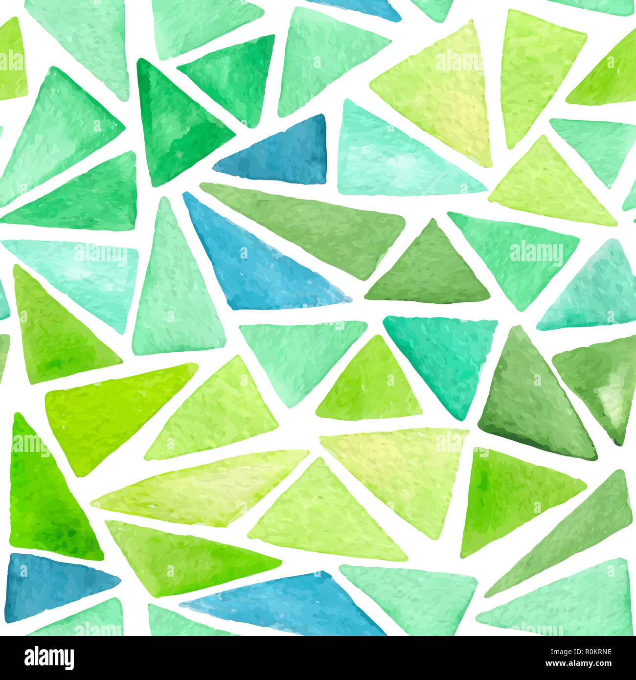 Abstrakte Aquarell nahtlose Muster mit grüne Dreiecke auf weißem Hintergrund Stockfoto