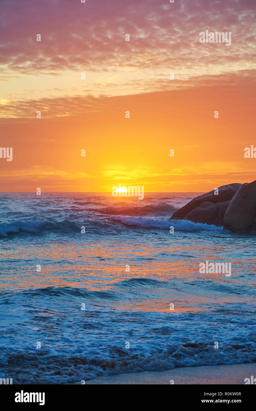 Sonnenuntergang über dem Indischen Ozean, Whisky Bay, Wilsons Promontory National Park, Victoria, Australien Stockfoto