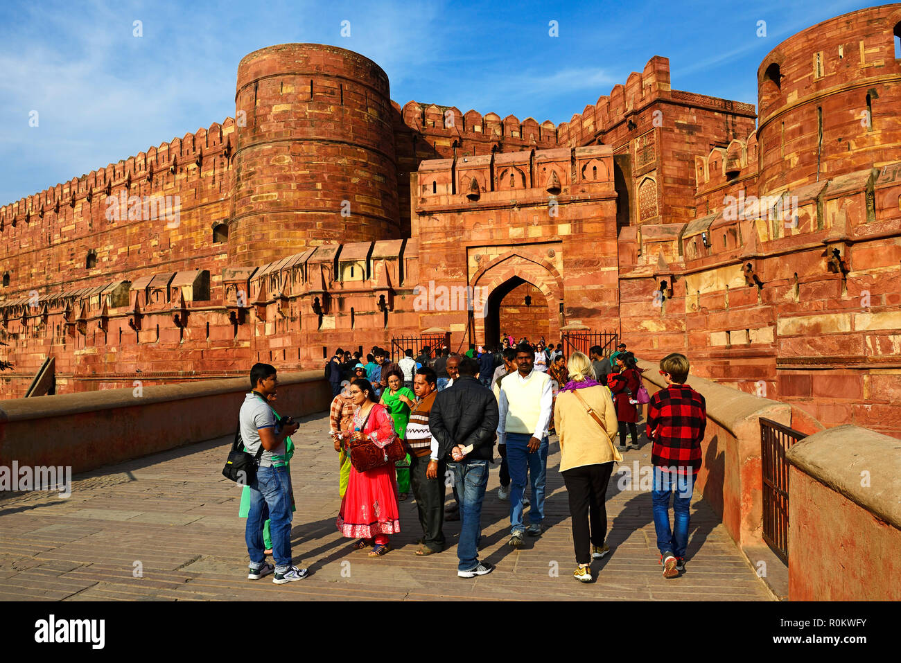 Amar Singh Gate, Lahore Tor, Eingang das Rote Fort von Agra, Uttar Pradesh, Indien Stockfoto