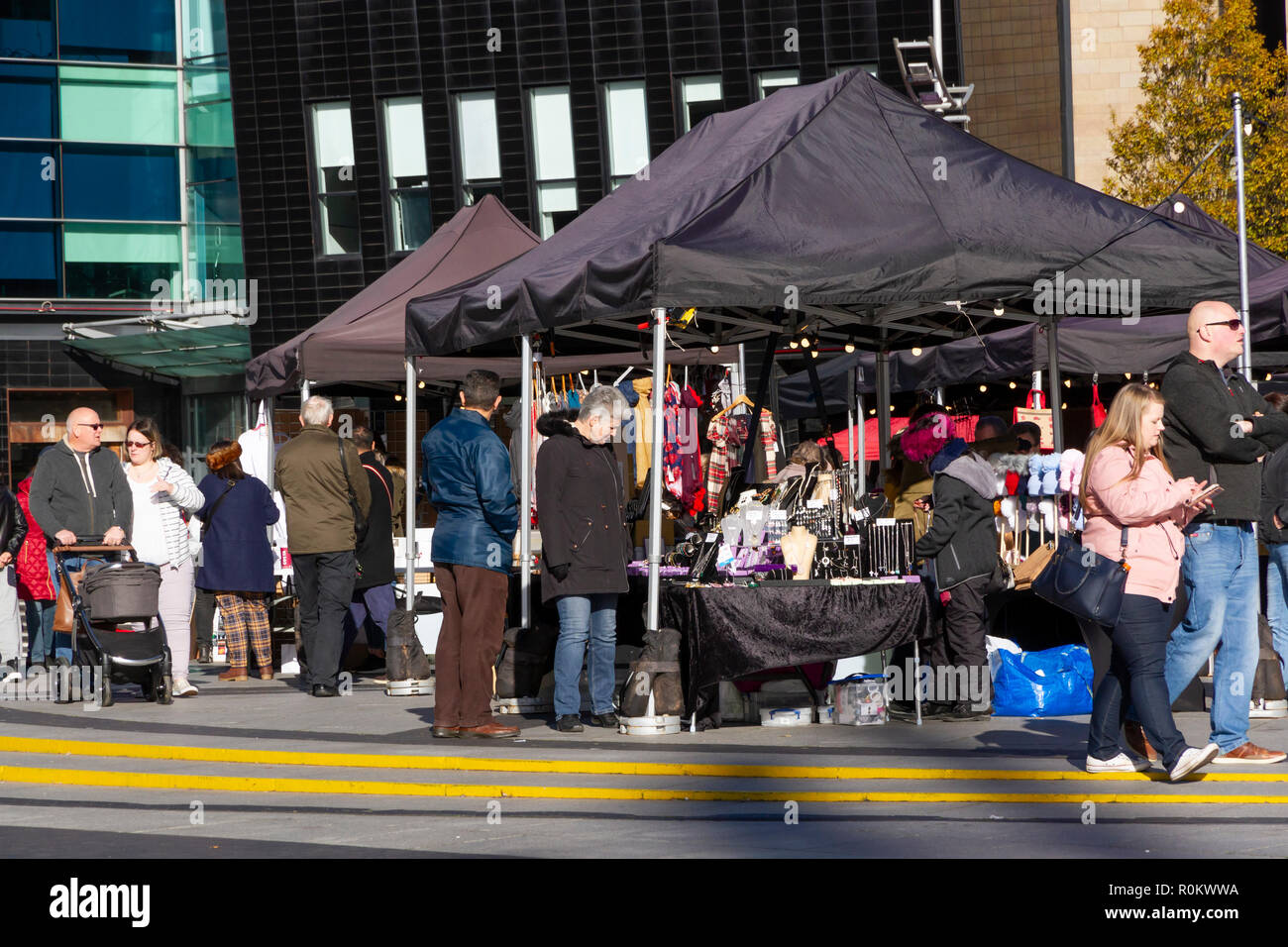 Die Macher Markt-, Handwerks- und Lebensmittelmarkt im Lowry Outlet Shopping Center, Mediacityuk, Salford Quays Stockfoto