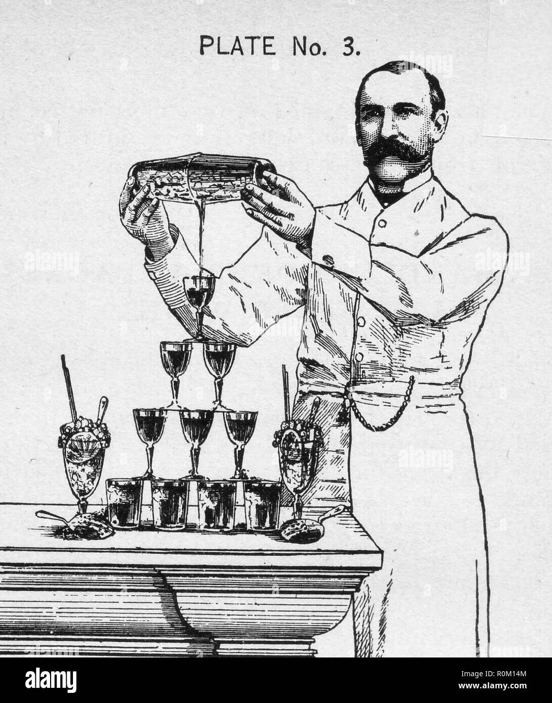 Harry Johnson's Stil der Belasten gemischte Getränke zu einer Party von sechs (ein Teil des Bildes). Stockfoto