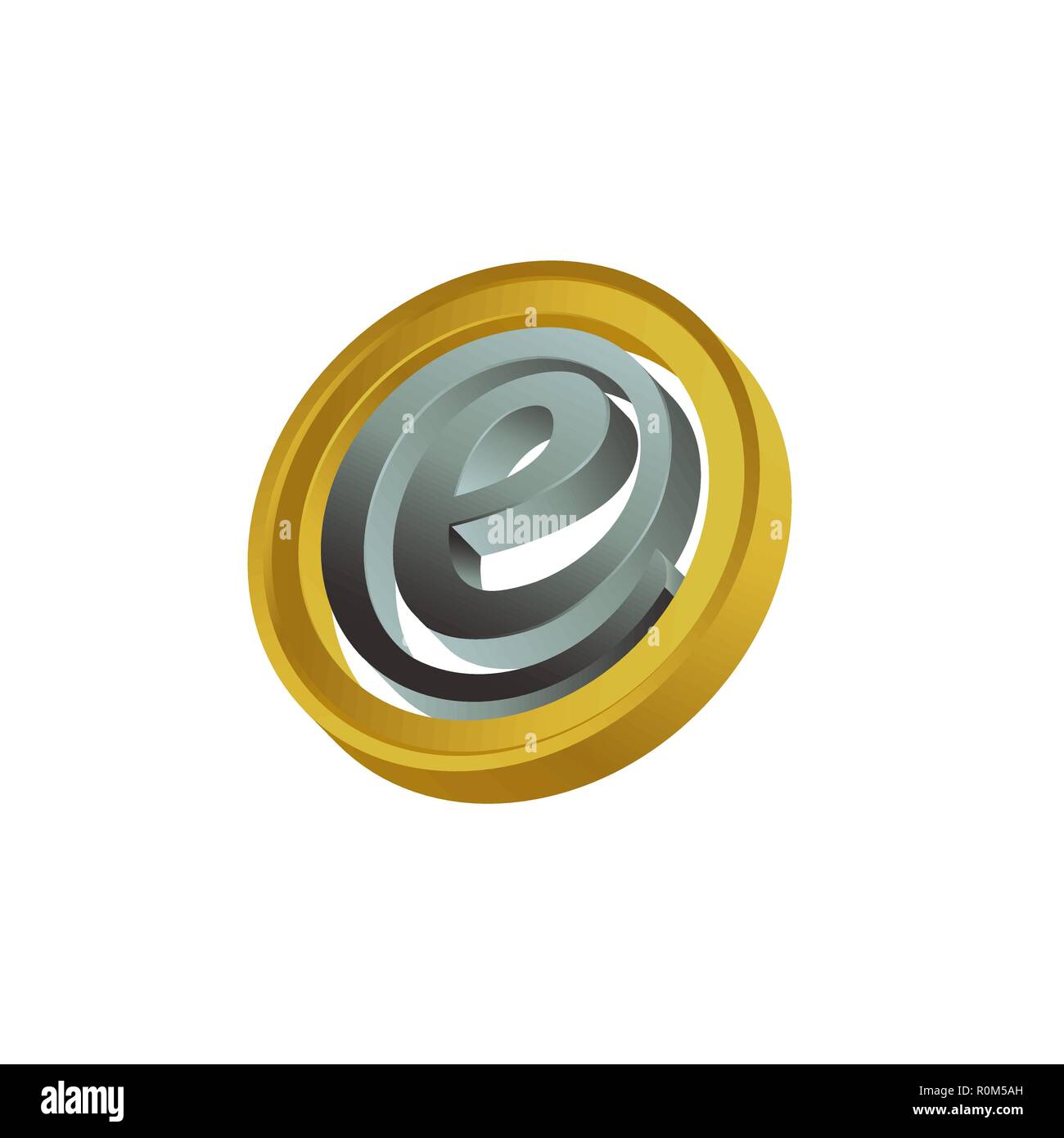 3D-Kreis Anfangsbuchstabe E in Gold Farbe grau Stock Vektor