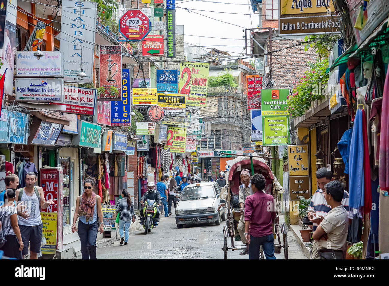 Tourist Street in Kathmandu, Nepal Stockfoto