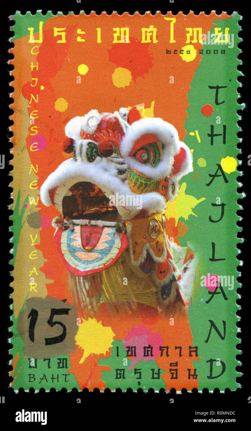 Briefmarke aus Thailand in das Chinesische Neue Jahr 2008 Serie in 2008. Stockfoto
