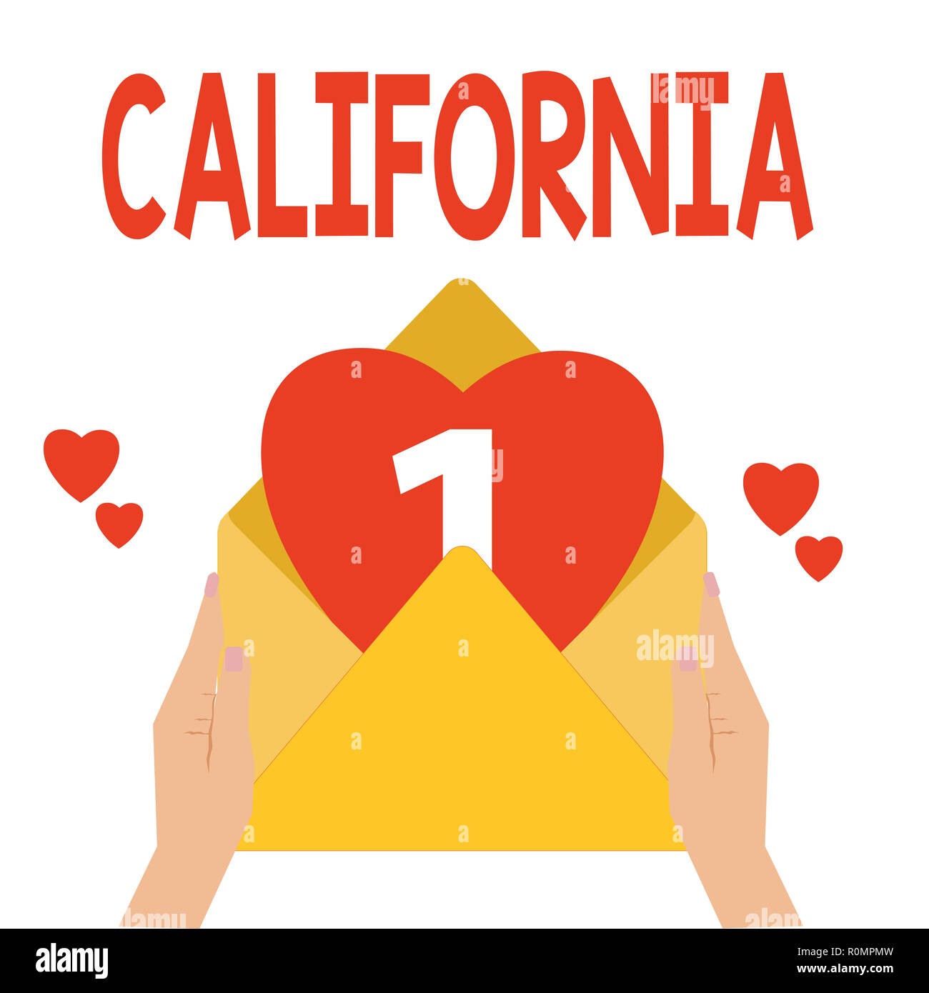 Wort schreiben von Kalifornien. Business Konzept für Staat an der Westküste Usa Strände Hollywood. Stockfoto