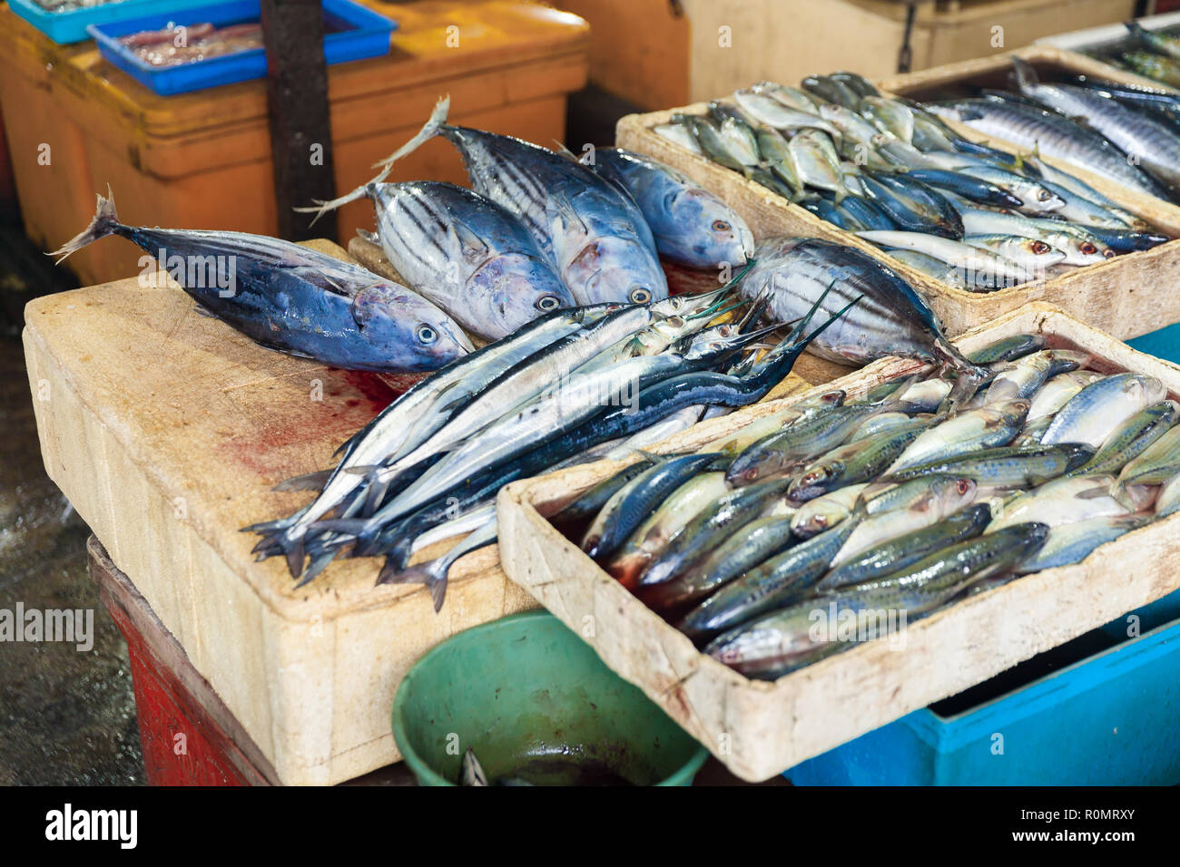 Frische Meeresfrüchte am Fischmarkt tropischen Strand Bali, Indonesien Stockfoto
