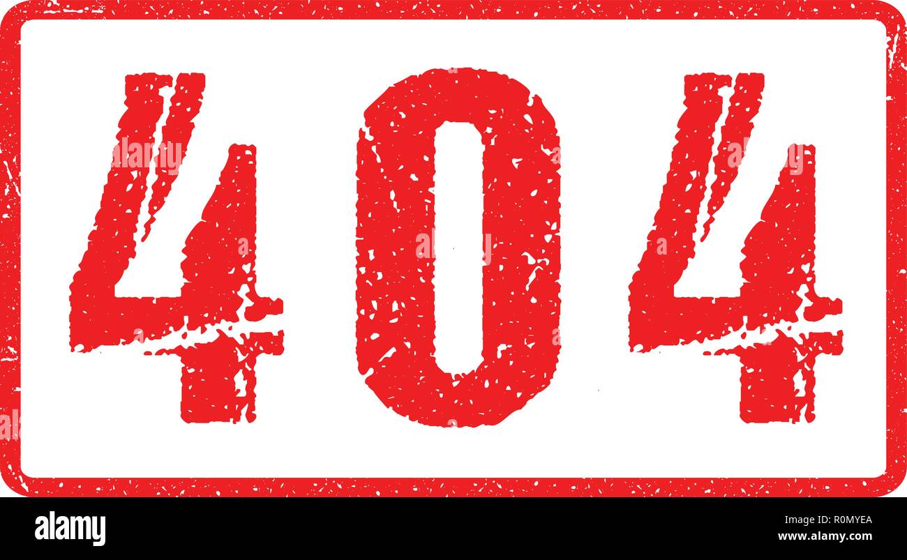 404 Red Seal grobe Buchstaben isoliert auf Weiss. Rote Tinte Grunge Stempel Imitation Wirkung. Stock Vektor