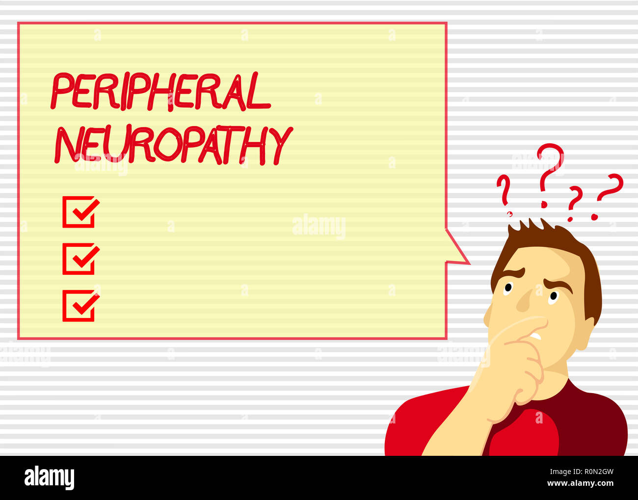 Handschrift text Periphere Neuropathie. Begriff Sinne Zustand, worin