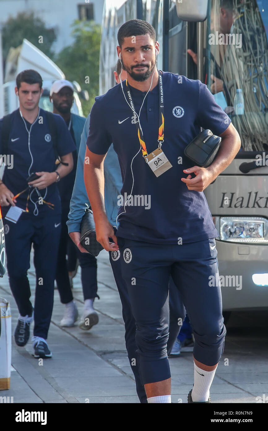 Thessaloniki, Griechenland - Sept 20, 2018: Die Spieler des FC Chelsea in Aktion während der UEFA Europa League zwischen PAOK vs FC Chelsea an Toumba-quellen Stadium gespielt Stockfoto