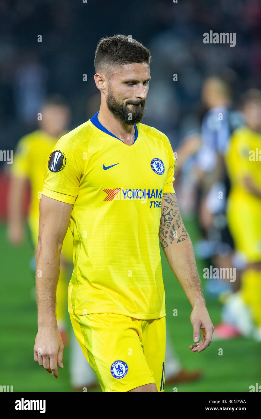 Thessaloniki, Griechenland - Sept 20, 2018: Die Spieler des FC Chelsea Olivier Giroud in Aktion während der UEFA Europa League zwischen PAOK vs FC Chelsea spielte an Zu Stockfoto