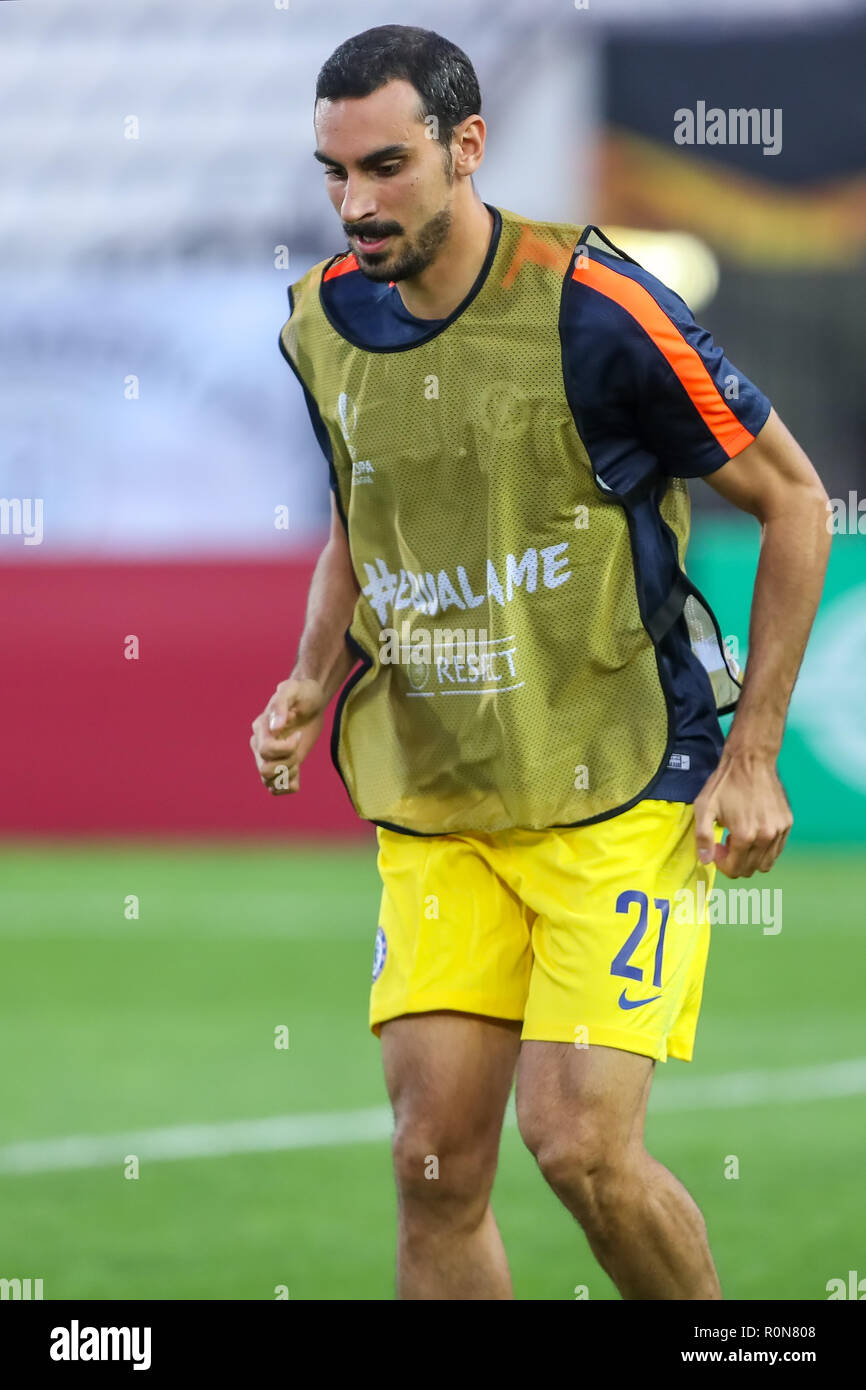 Thessaloniki, Griechenland - Sept 20, 2018: Die Spieler des FC Chelsea Davide Zappacosta in Aktion während der UEFA Europa League zwischen PAOK vs FC Chelsea spielte an Stockfoto
