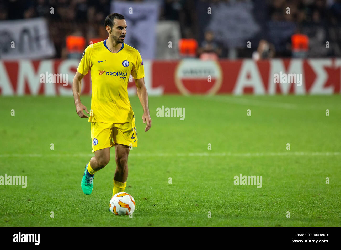 Thessaloniki, Griechenland - Sept 20, 2018: Die Spieler des FC Chelsea Davide Zappacosta in Aktion während der UEFA Europa League zwischen PAOK vs FC Chelsea spielte an Stockfoto