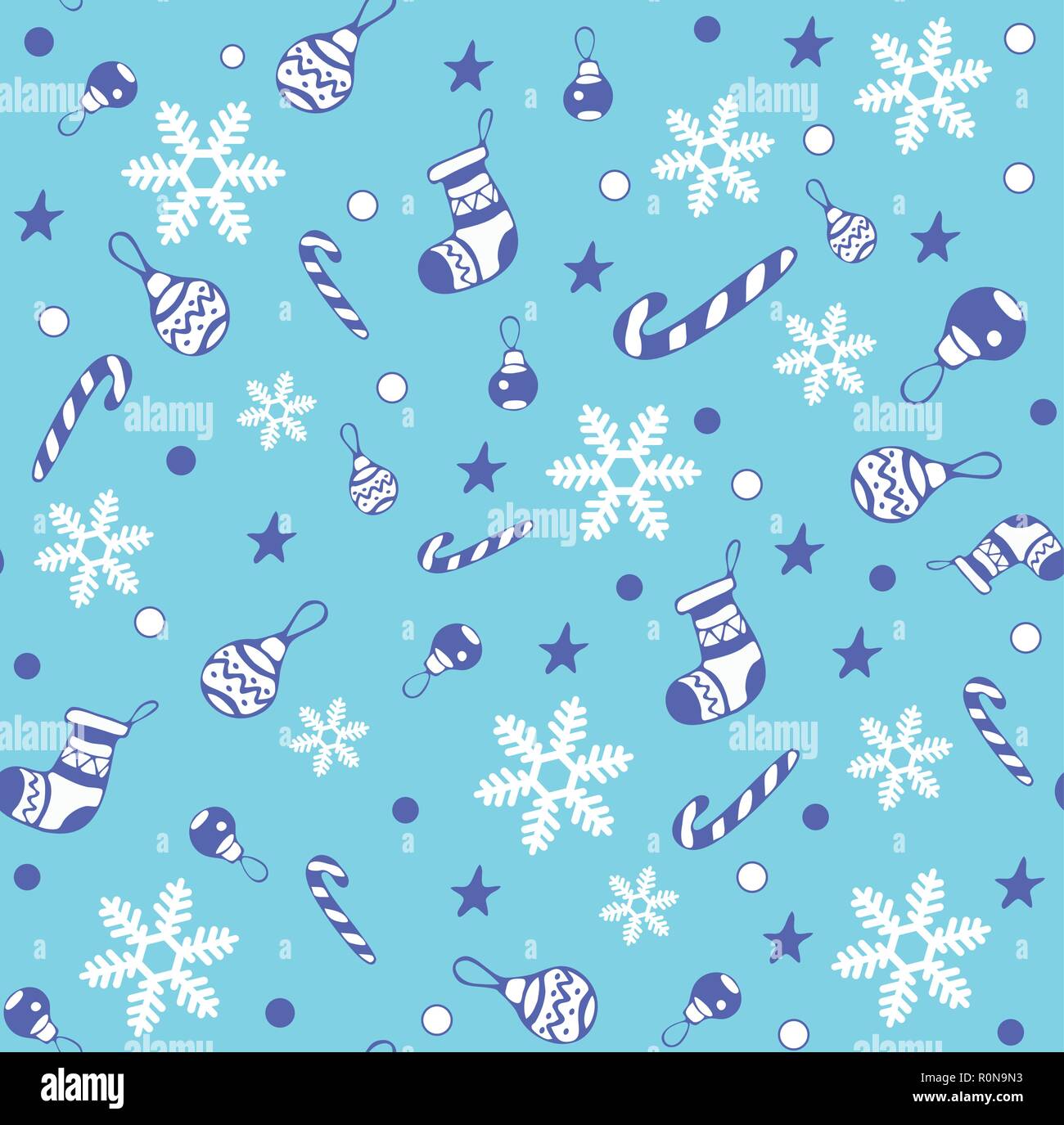 Frohes Neues Jahr und Frohe Weihnachten nahtlose Muster für die Grußkarte, Hintergrund, Geschenkpapier, mit Socken, Lollipop, gestreifte Stick, Weihnachten Spielzeug, Stock Vektor