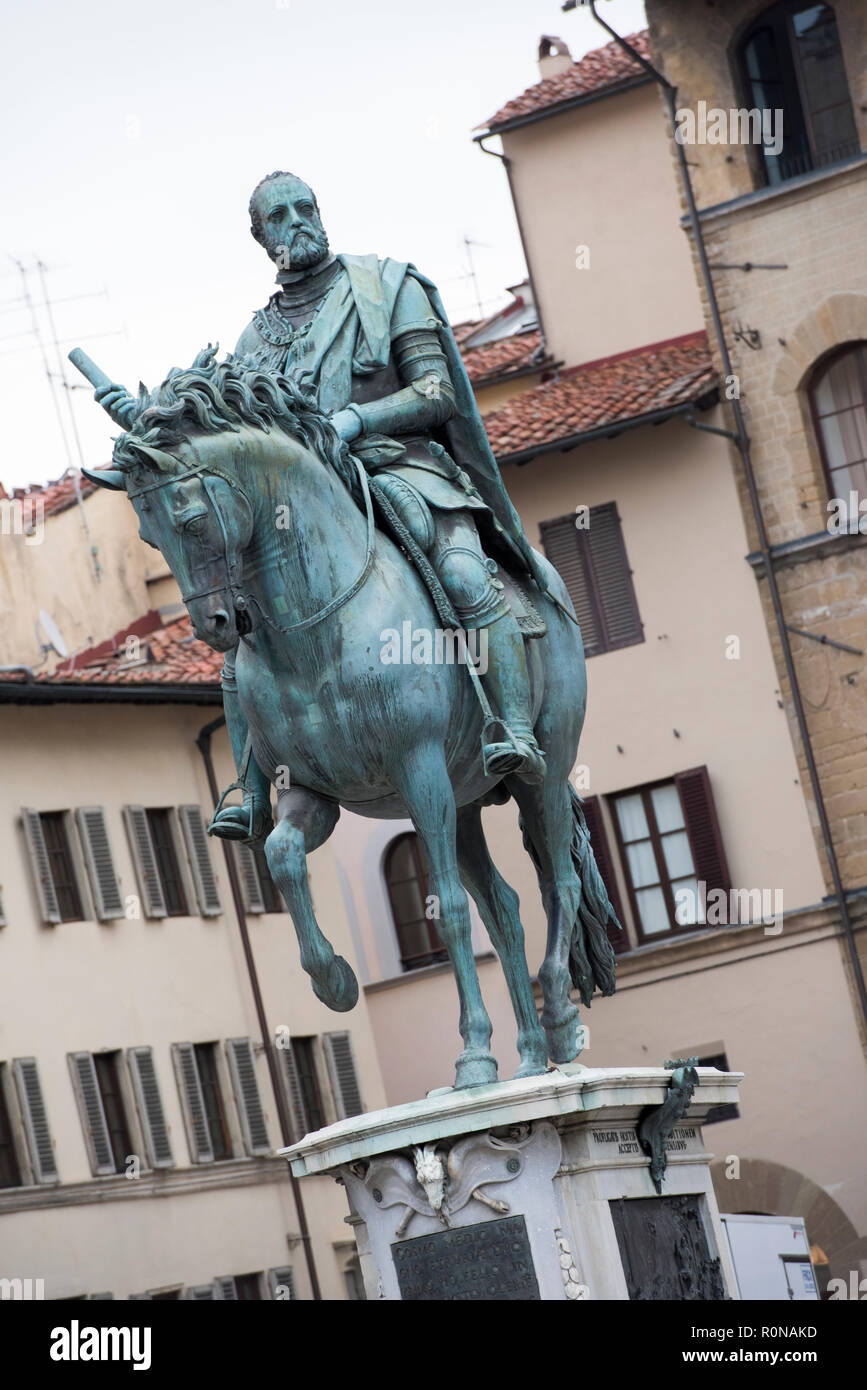 Statue von Cosimo de Medici in der Piazza della Signoria in Florenz, Italien, Europa Stockfoto