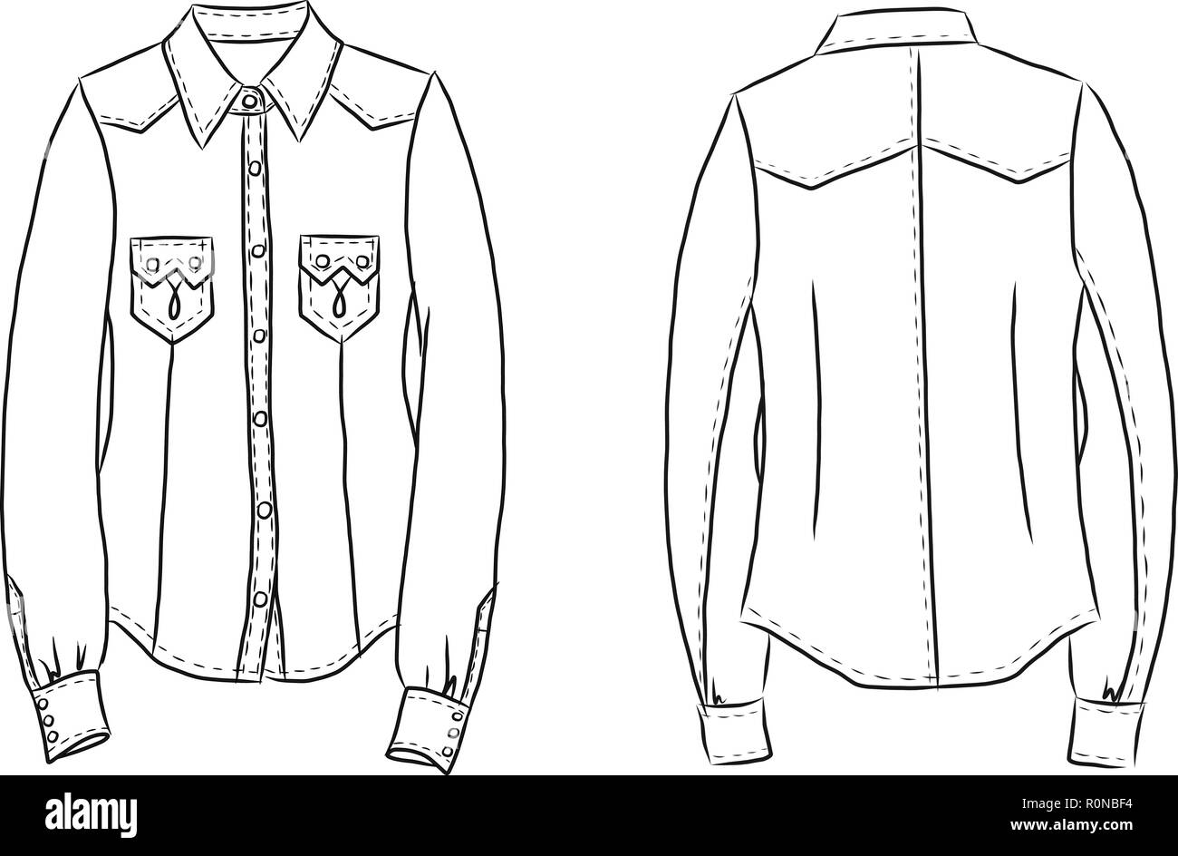 Hand gezeichnet mit Kleidung, Jeans, T-Shirt. Vector Illustration für Hintergründe, Textildruck, Web- und Grafikdesign, Logo, Poster, Banner, für Desig Stock Vektor