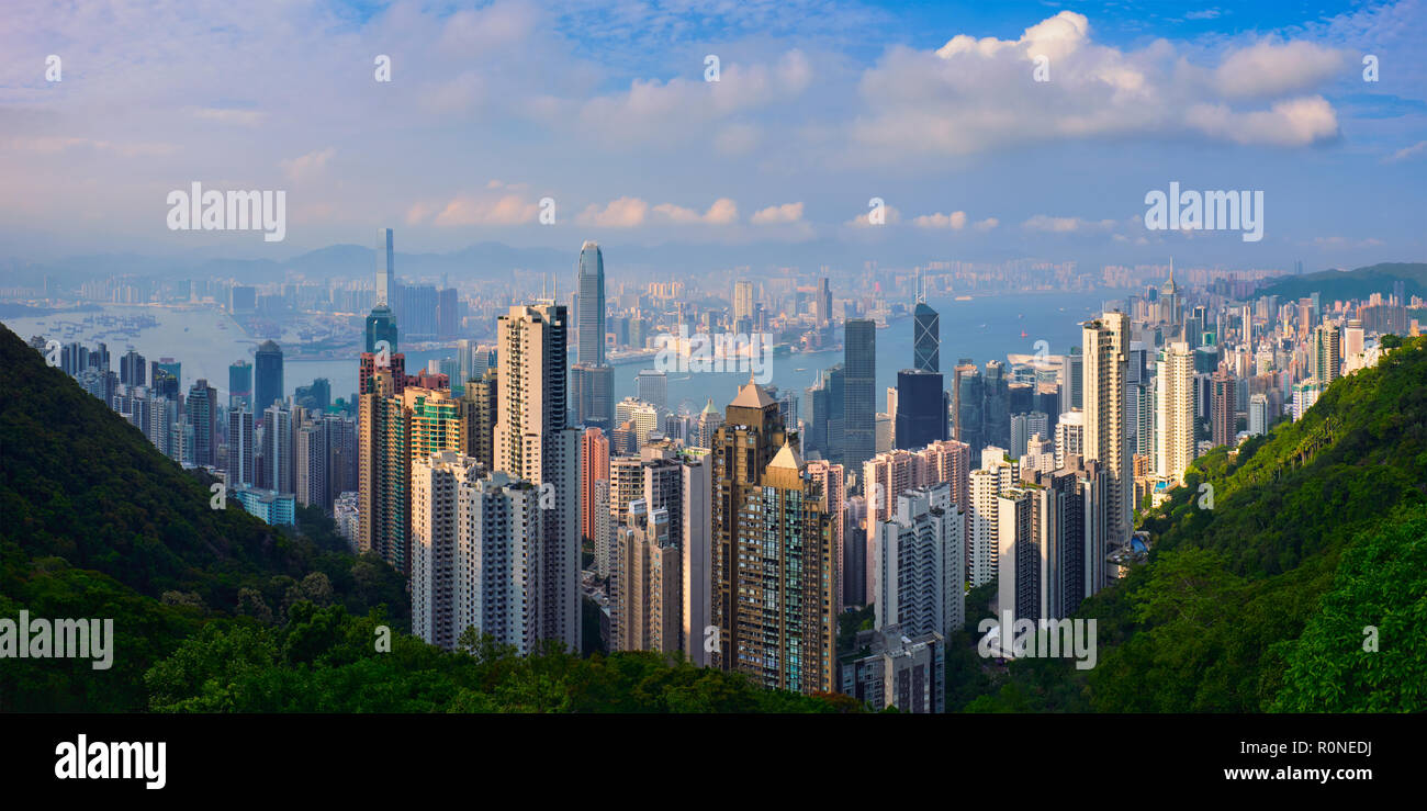 Hong Kong Wolkenkratzer skyline Stadtbild anzeigen Stockfoto