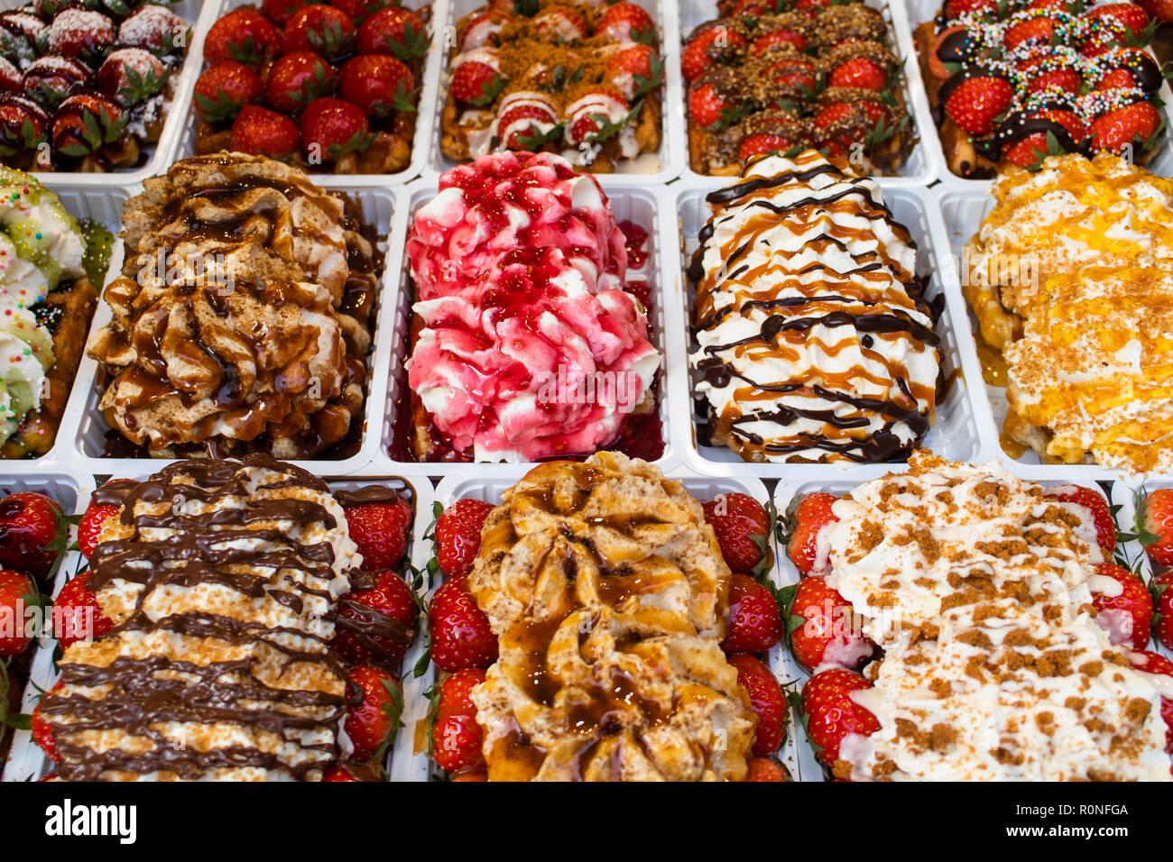 Variationen der Belgische Waffeln Stockfoto