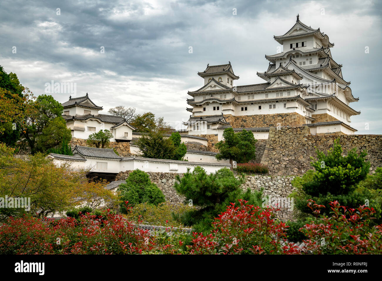 Schloss Himeji, auch als die Burg Weissreiher bekannt Stockfoto