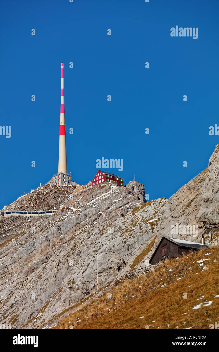 Letzten Sommer Tage Wanderung bis zu Säntis/Säntis und Alpstein - Appenzell Alpen, Schweiz Stockfoto